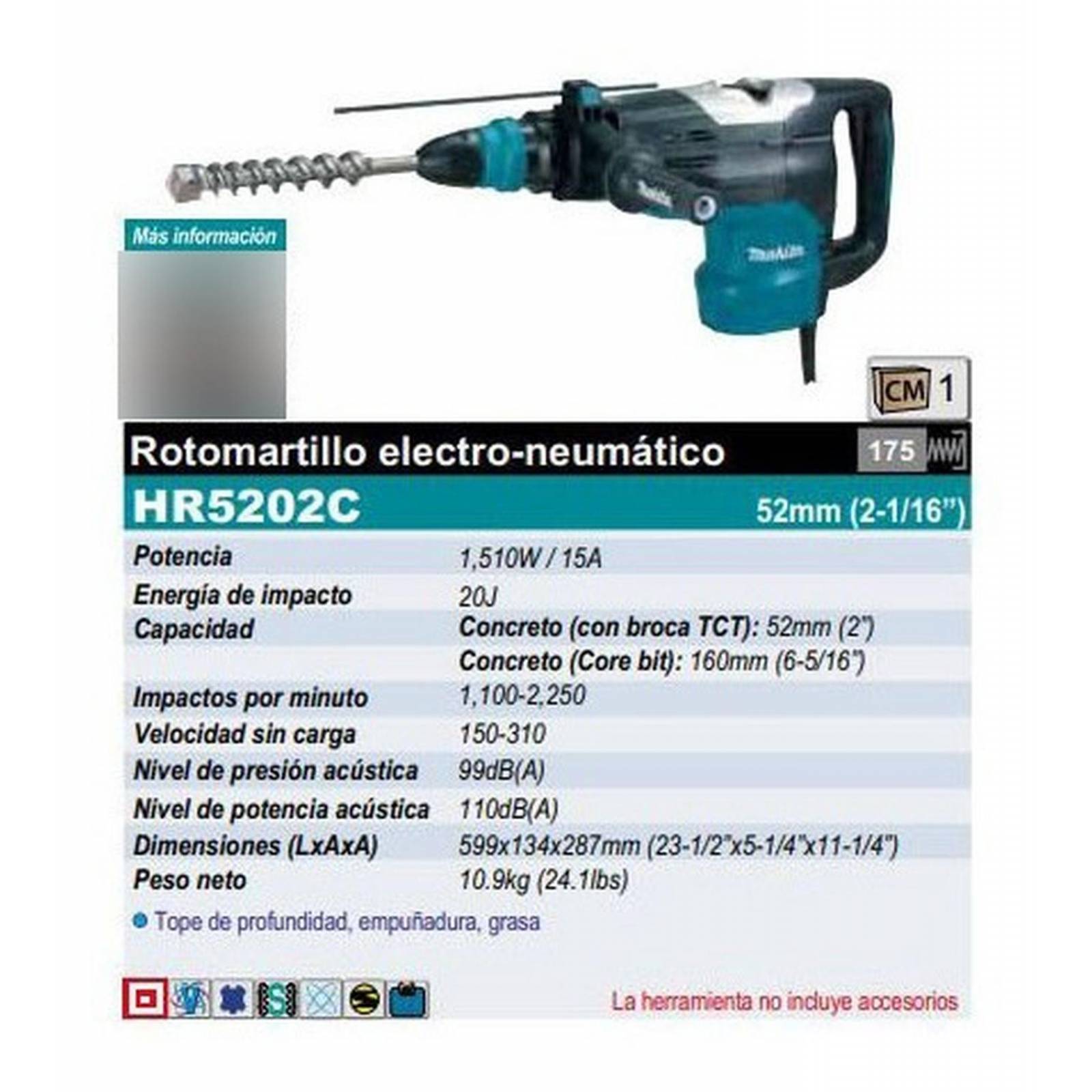 Martillo Perf. Combinado Sds Max 2 1510w 10.9 Kg Hr5202c