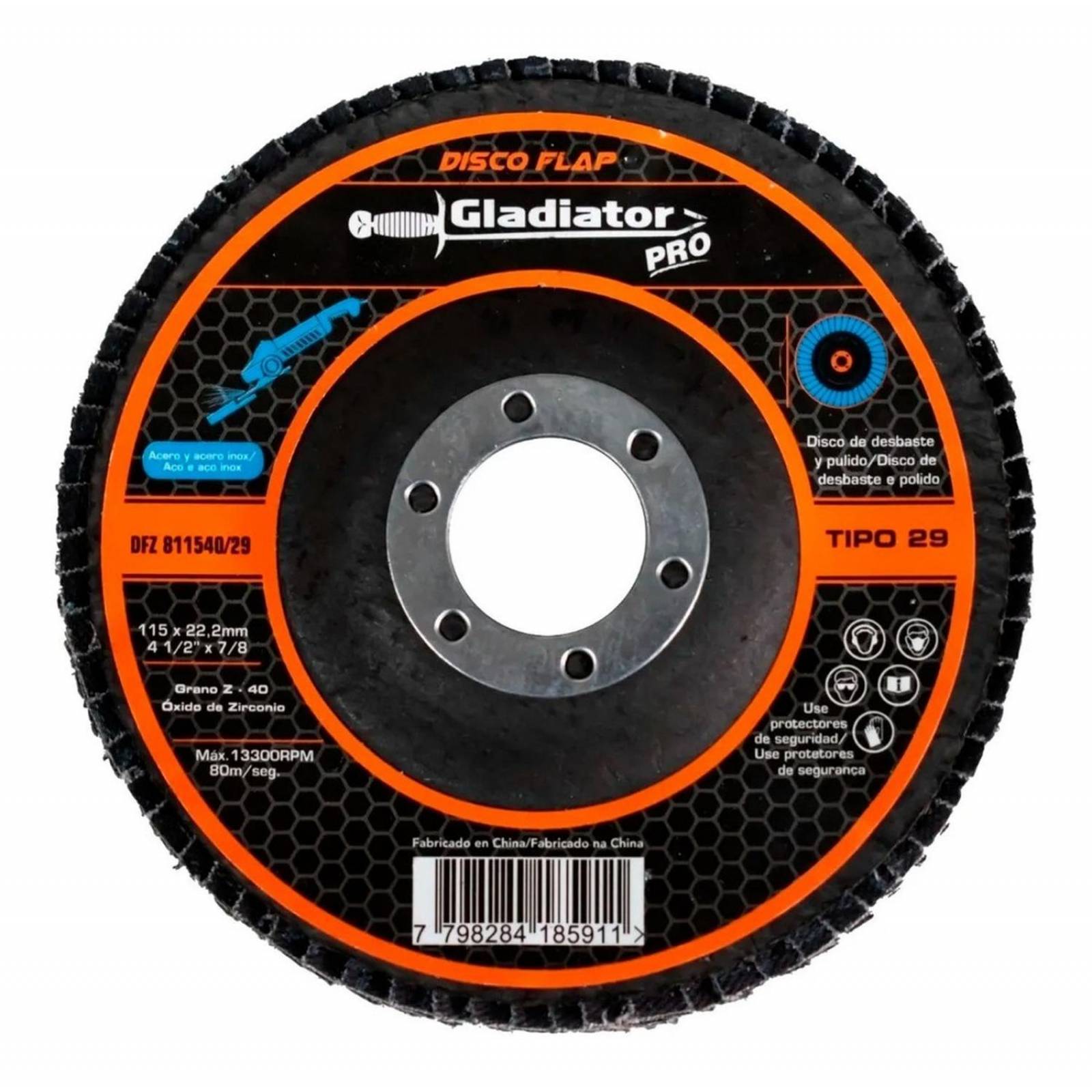 Disco Flap Laminado Zirconio 4 1/2 PuLG G100 P/metal 20pz 