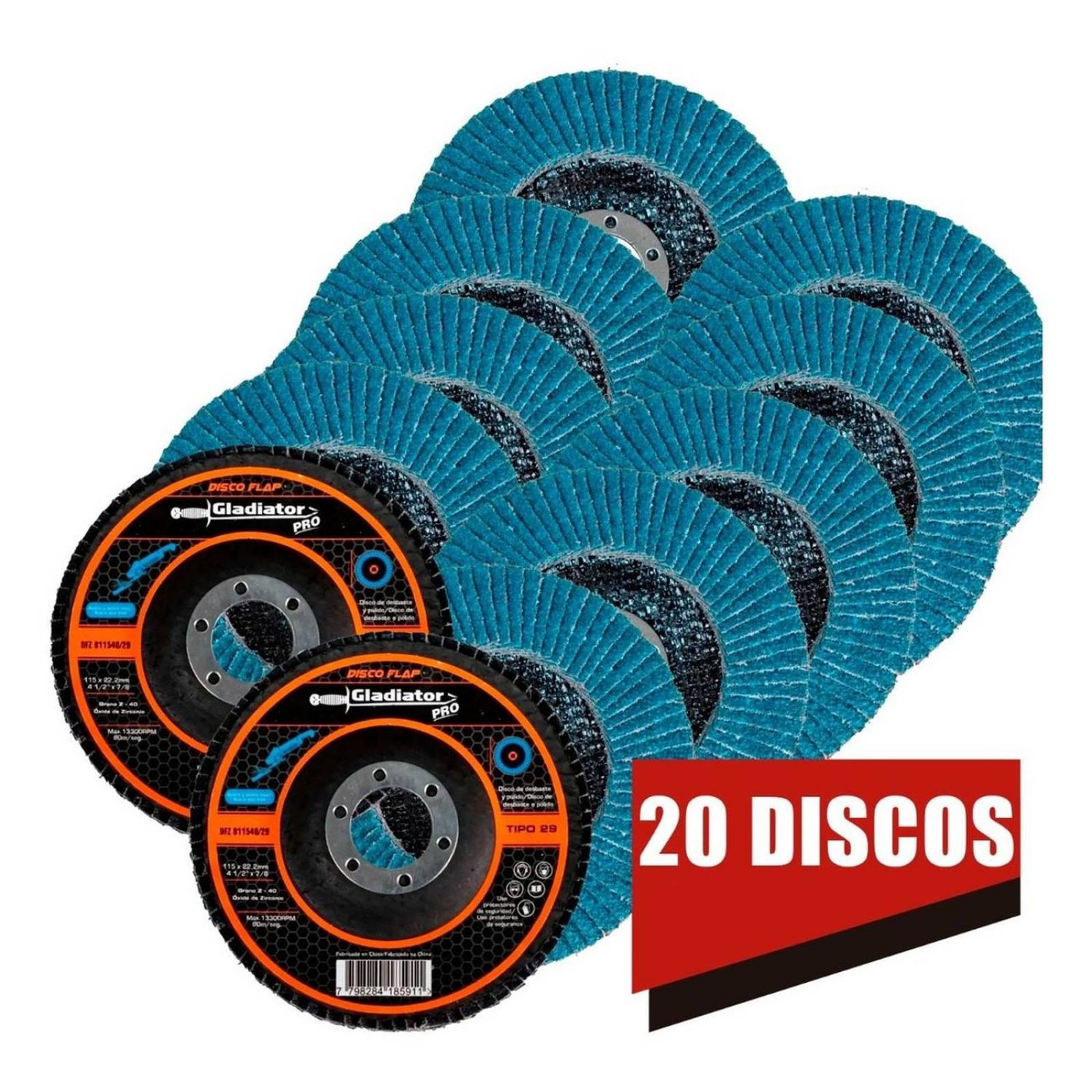 Disco Flap Laminado Zirconio 4 1/2 PuLG G100 P/metal 20pz 
