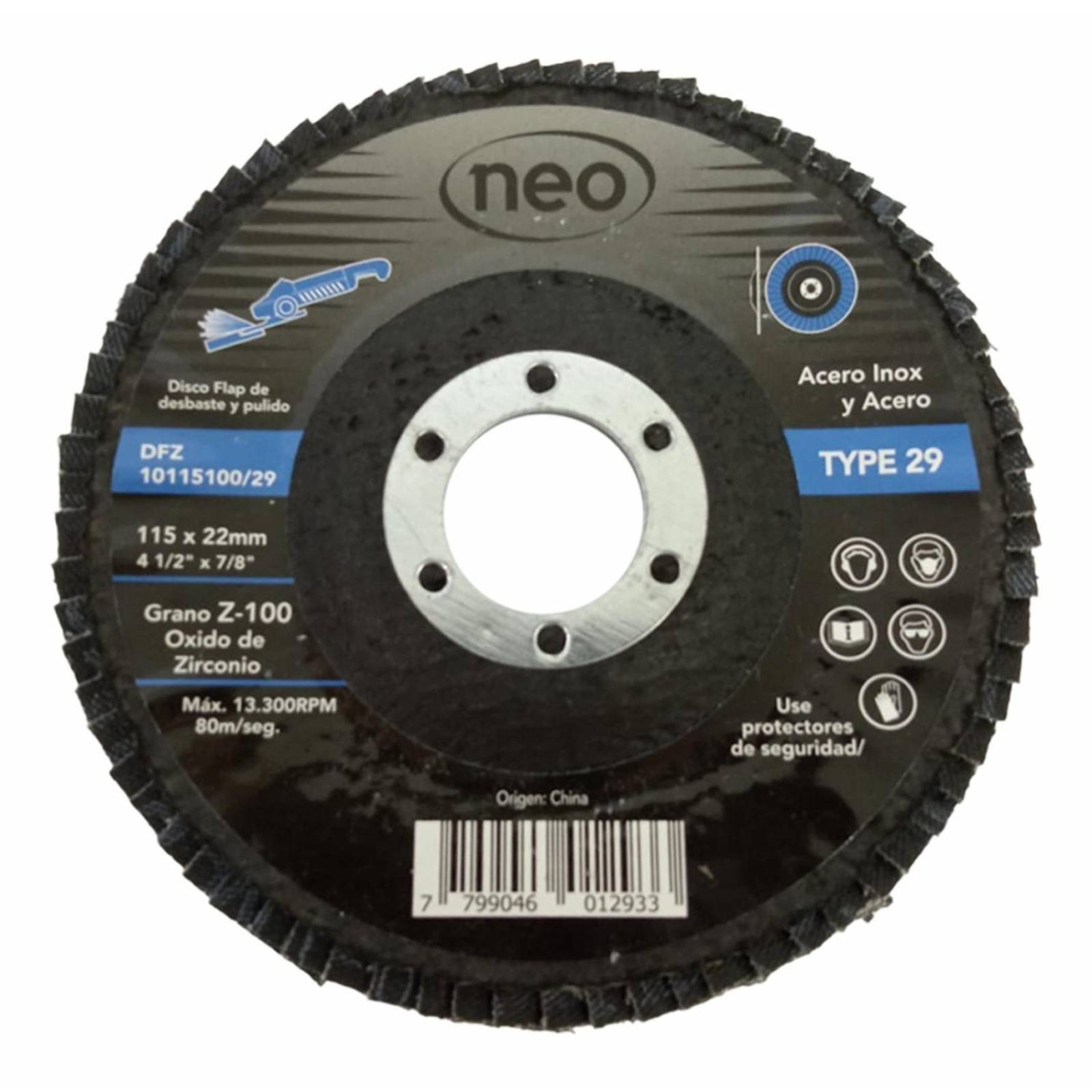 Disco Flap Laminado O. Zirconio 4-1/2 G-100 Alto Rendimiento 