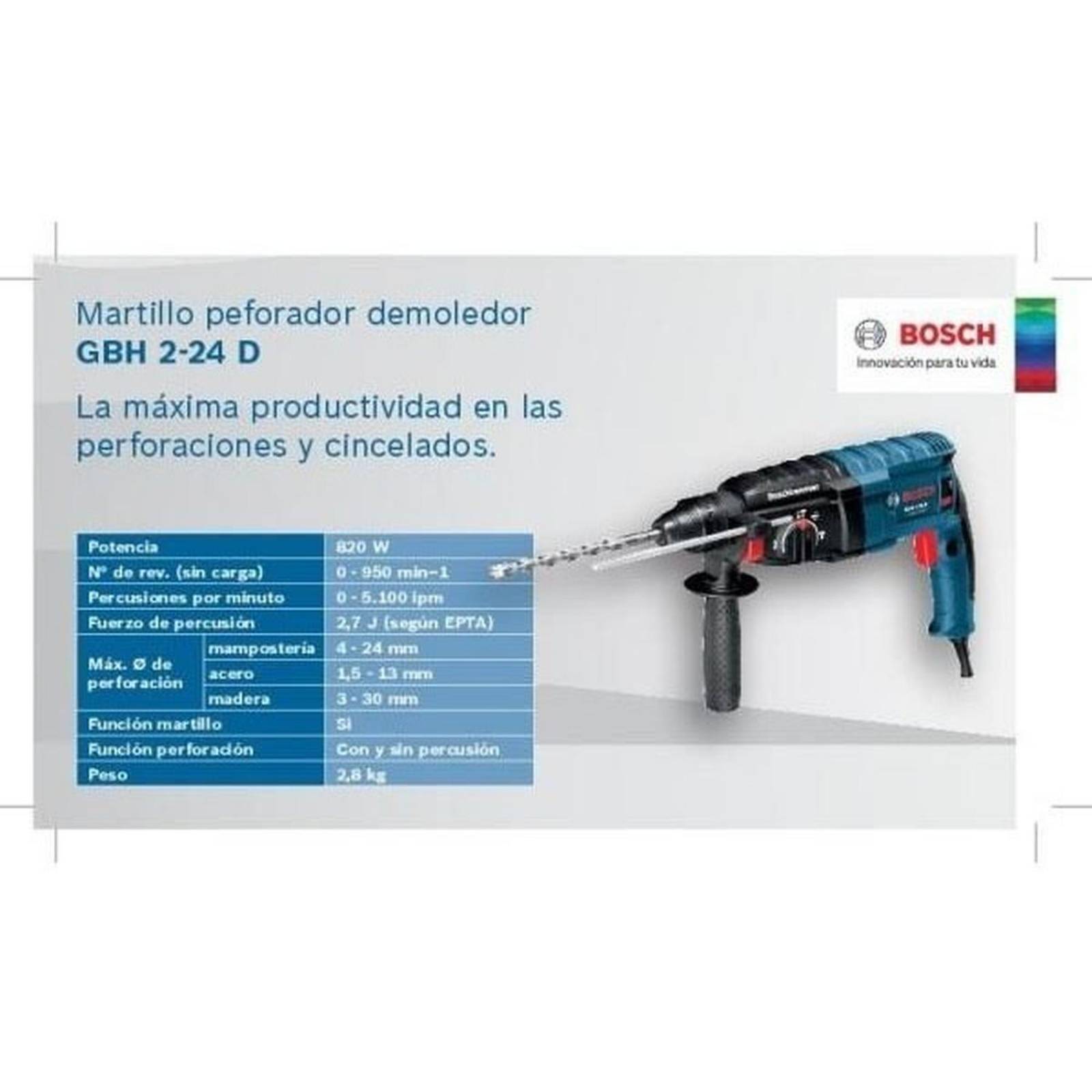 Rotomartillo Cincelador Sds Plus Bosch 800w Gbh 2-24 D Nuevo 