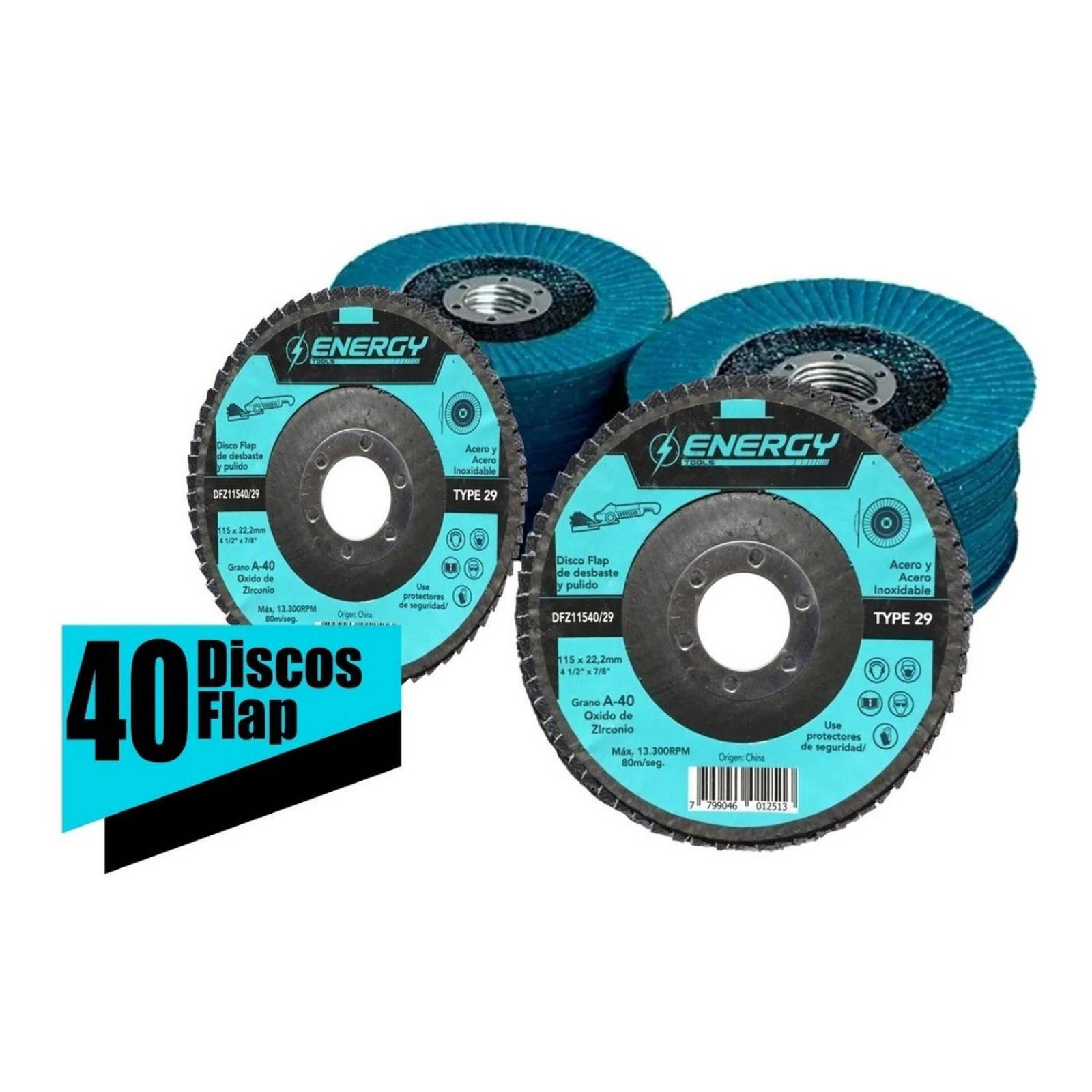 Disco Flap Laminado Zirconio 4-1/2 115mm. Grano 60 P/metal 