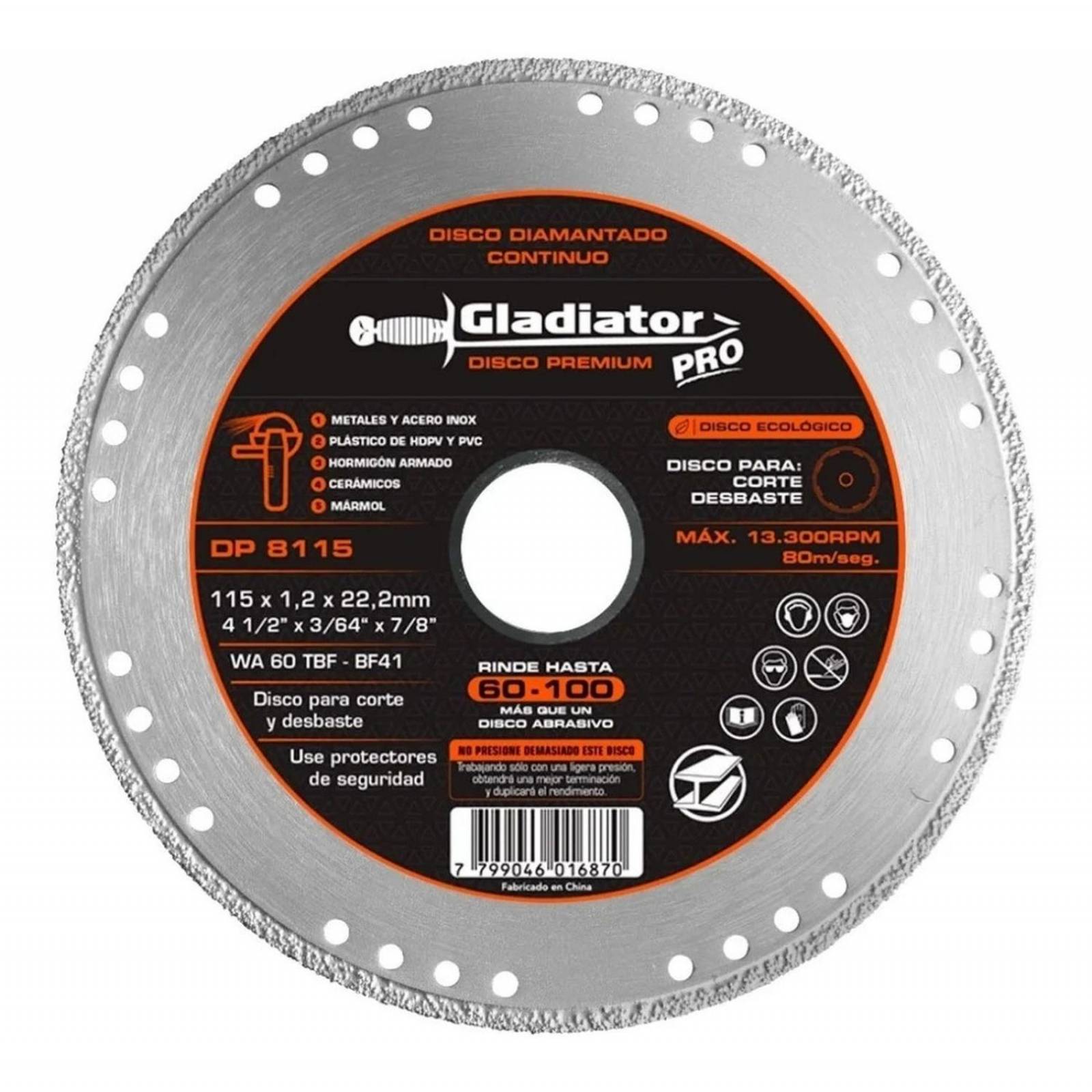 Disco Diamante Corte 4 1/2 Gladiator Rinde Mas Que 60discos