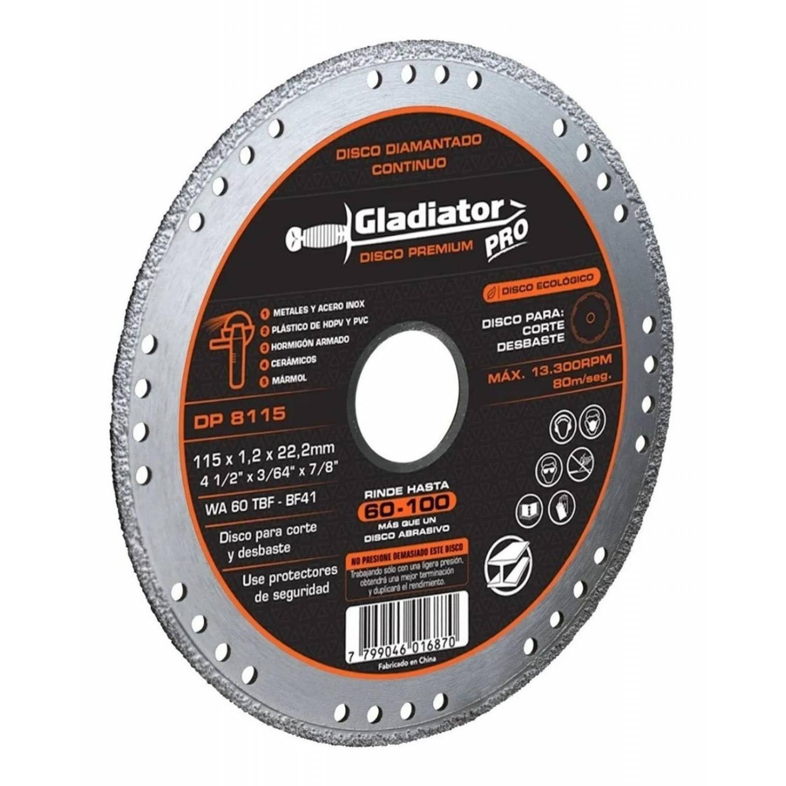 Disco Diamante Corte 4 1/2 Gladiator Rinde Mas Que 60discos