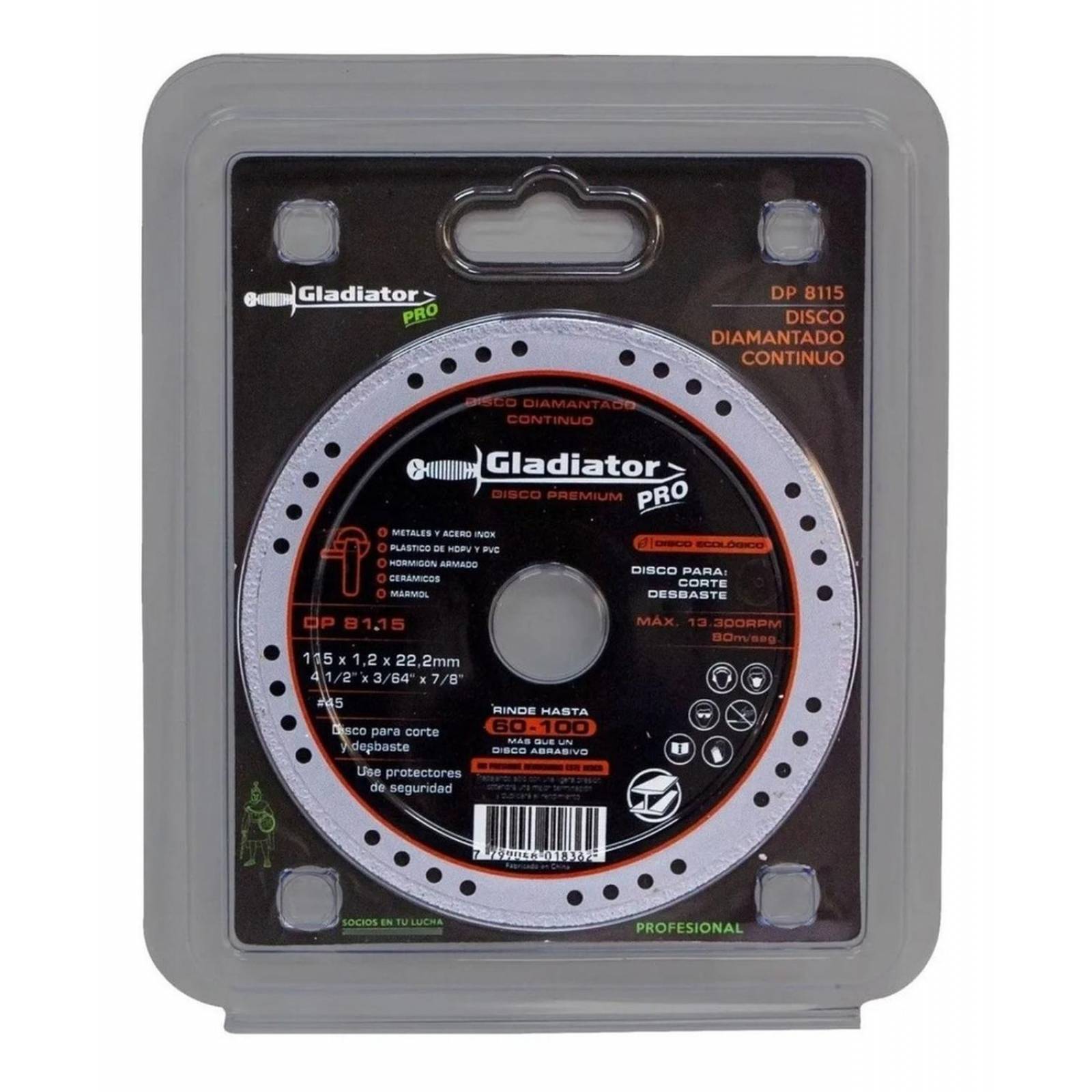 Disco Diamante Corte 4 1/2 Gladiator Rinde Mas Que 60discos