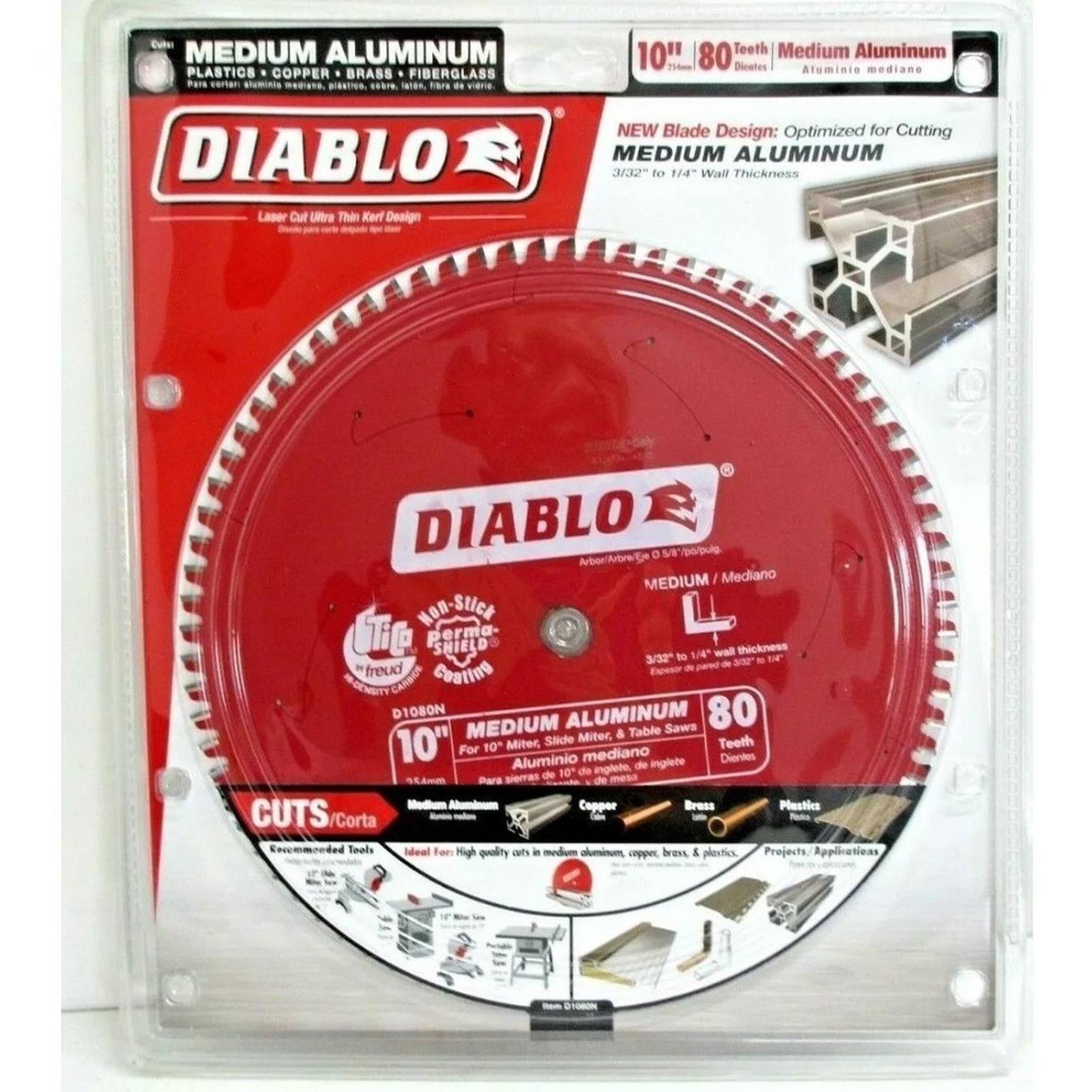 Disco Diablo 10' Con 80 Dientes Corte Aluminio O Laminados 