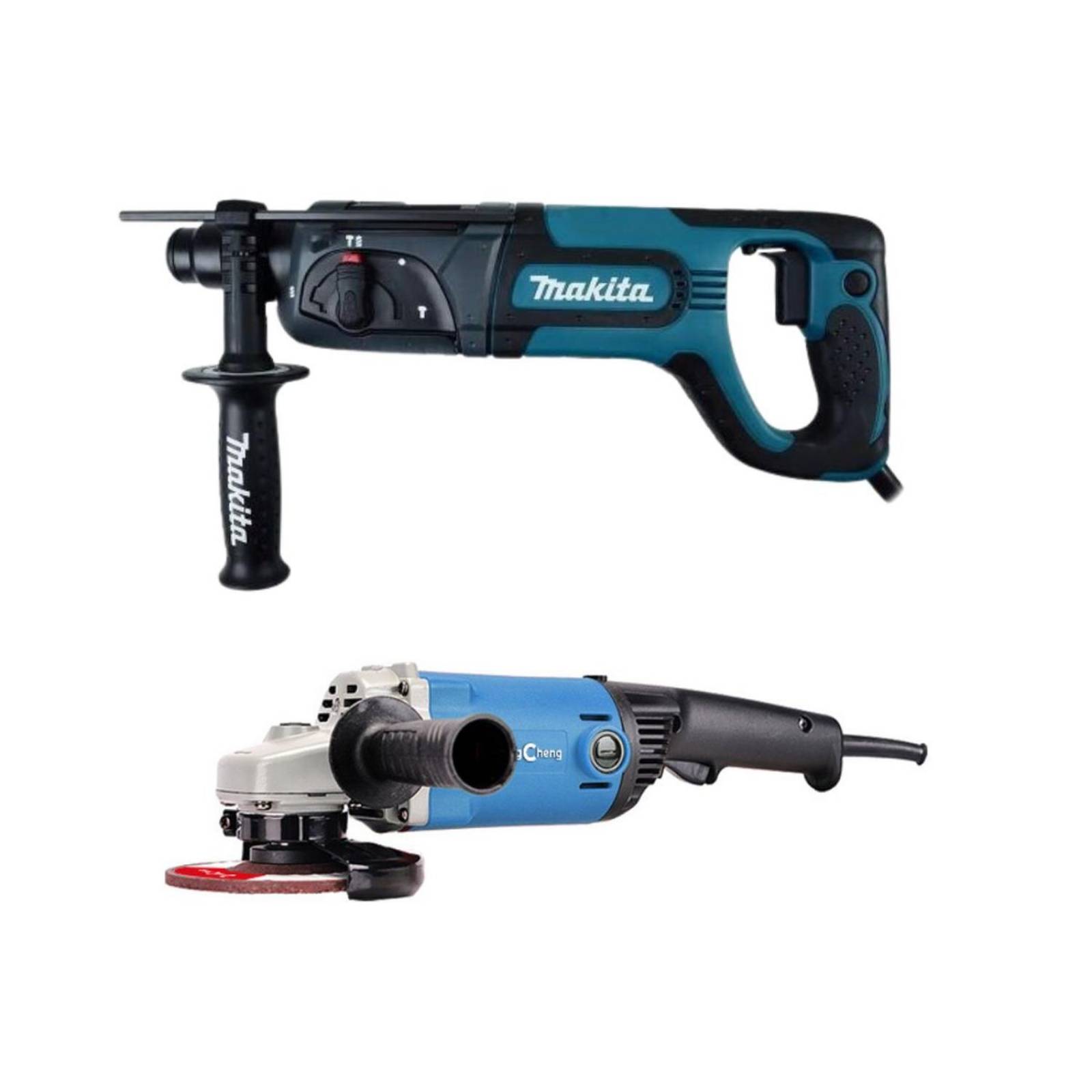 Rotomartillo Makita HR2475 + miniesmeril DC 1200W + cinceles 