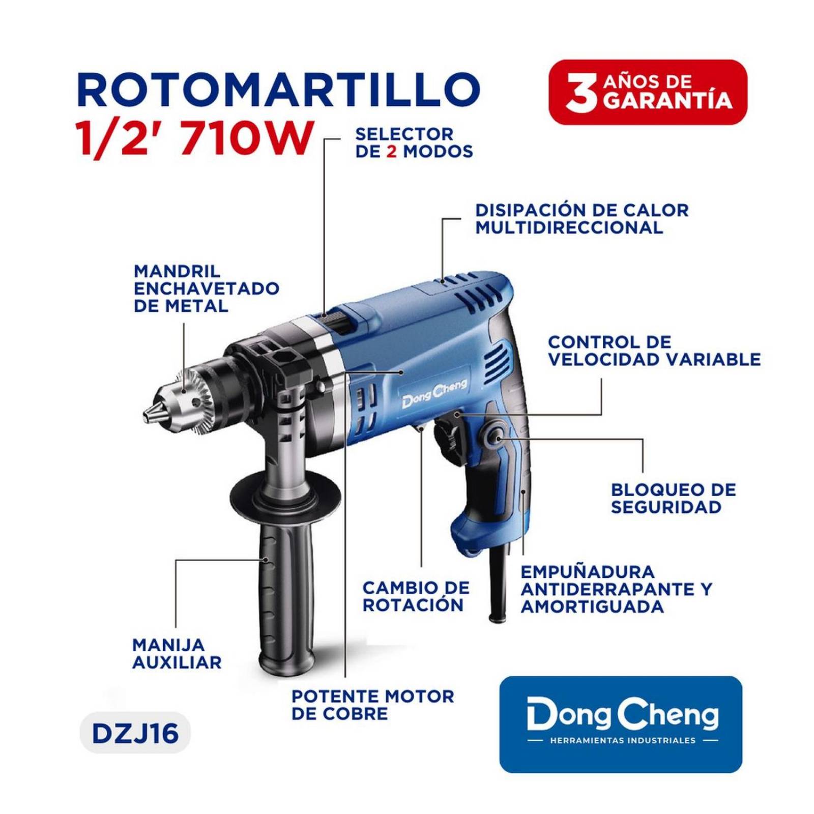 Atornillador tablaroca DongCheng + Rotomartillo 710w Vv 