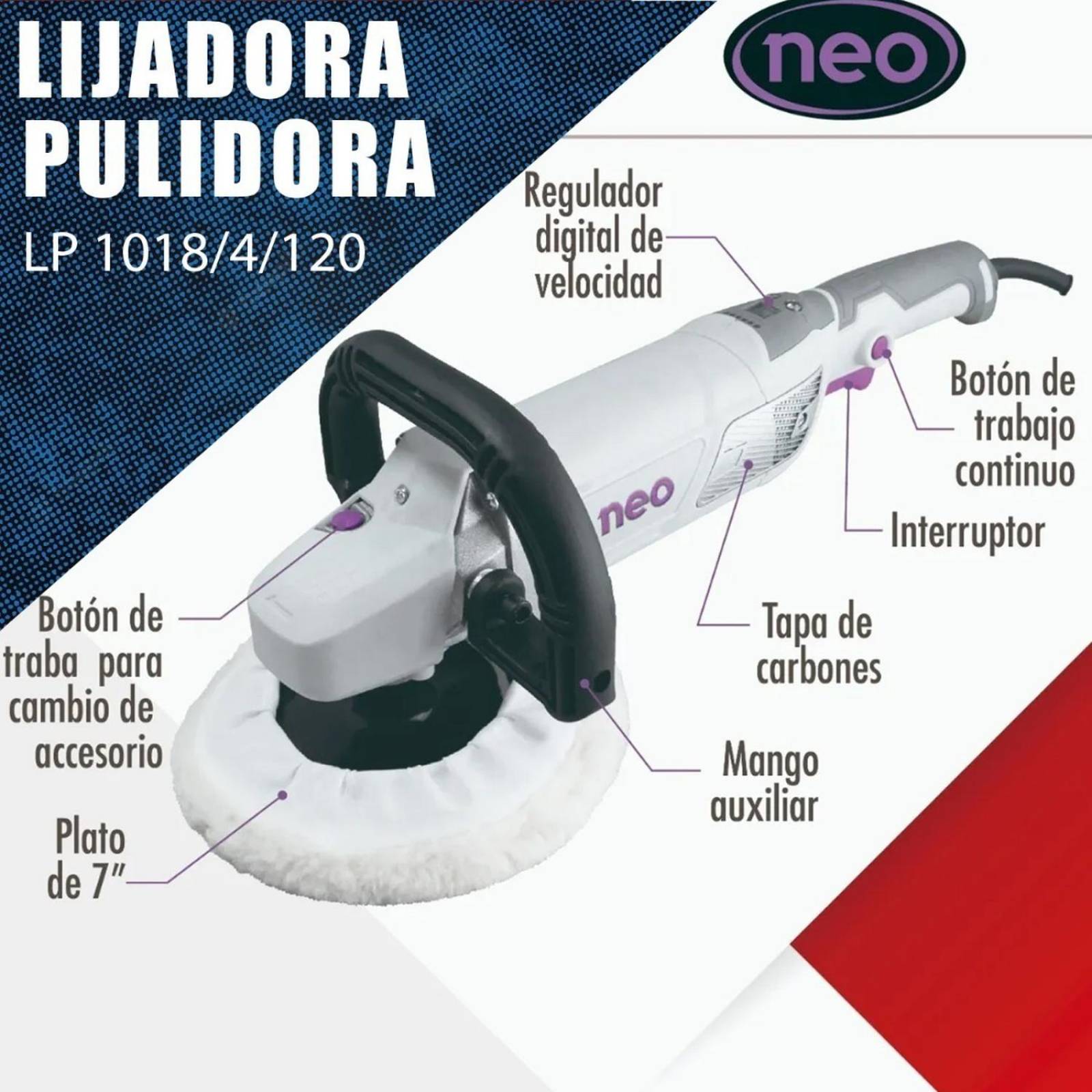 Pulidora De Autos Neo Vel. Variable Industrial-lp 1018/4/120 