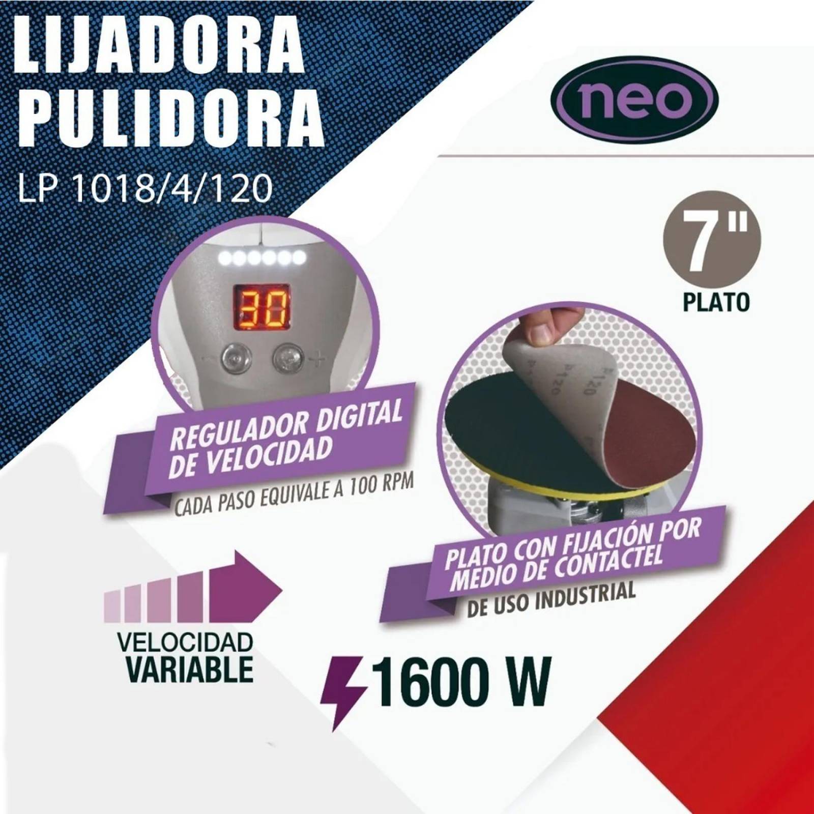 Pulidora De Autos Neo Vel. Variable Industrial-lp 1018/4/120 