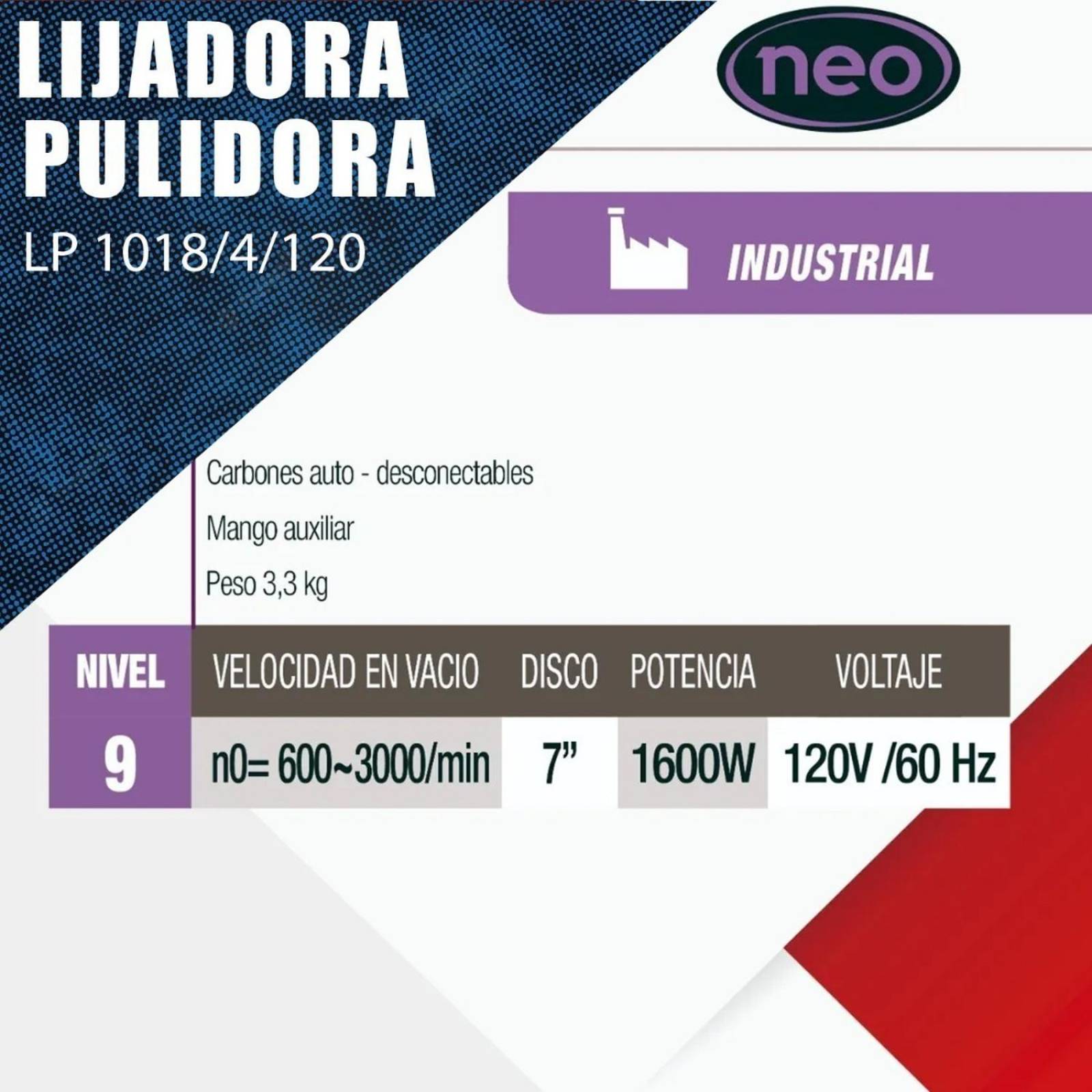Pulidora De Autos Neo Vel. Variable Industrial-lp 1018/4/120 