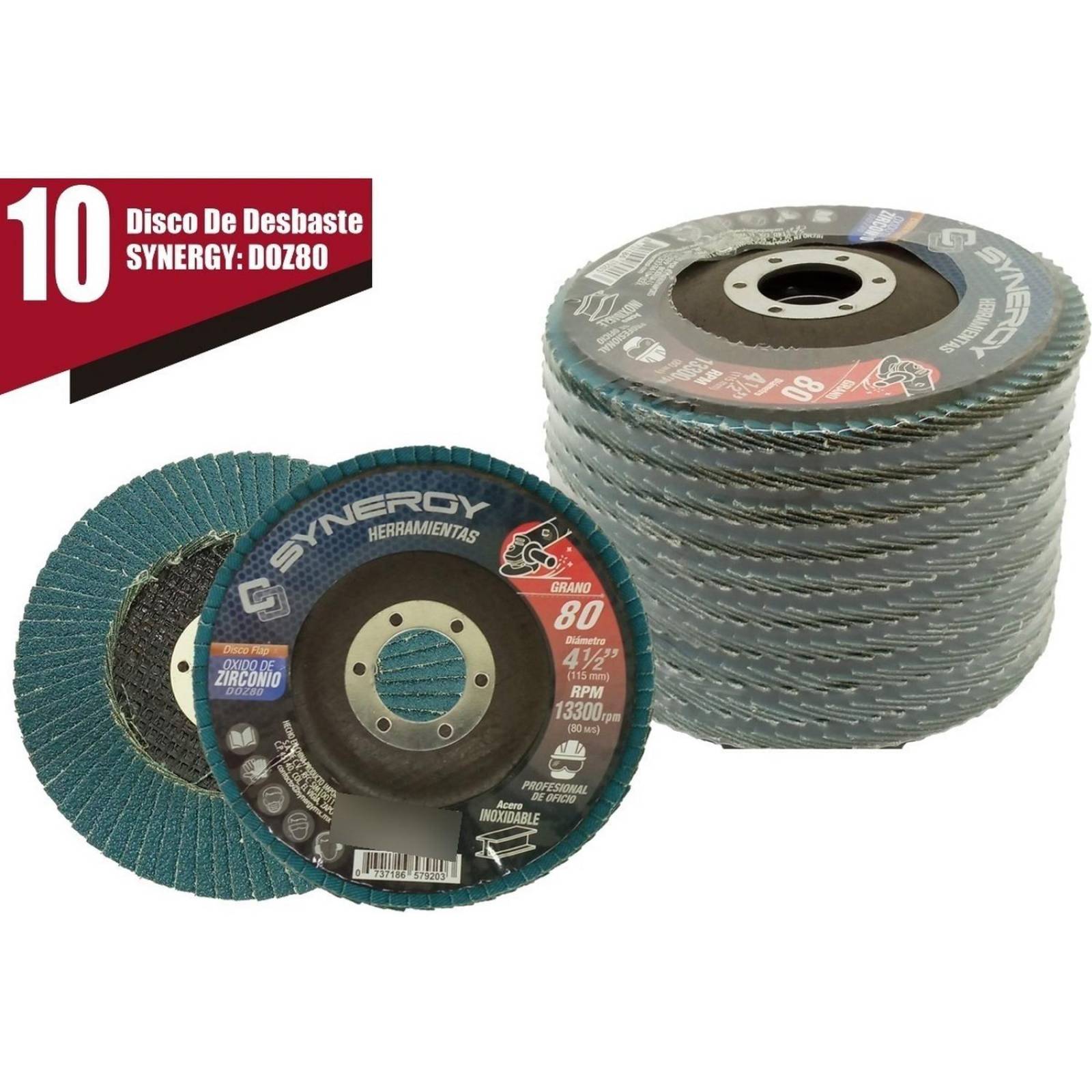 Disco Flap Laminillas 4-1/2'' Grano 80 10 Pzas 