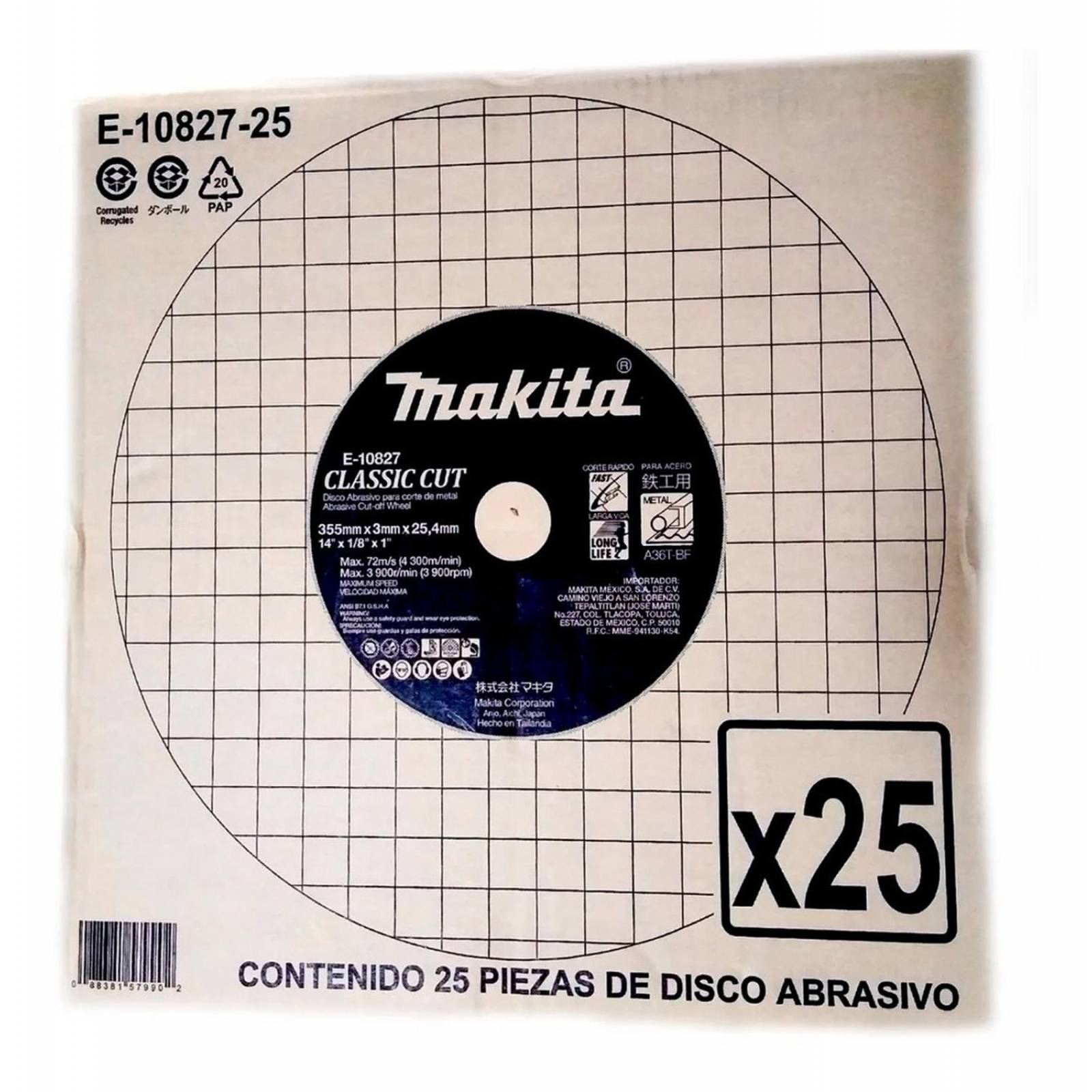 Disco De Corte Makita 14 Pulgadas Alto Rendimiento.