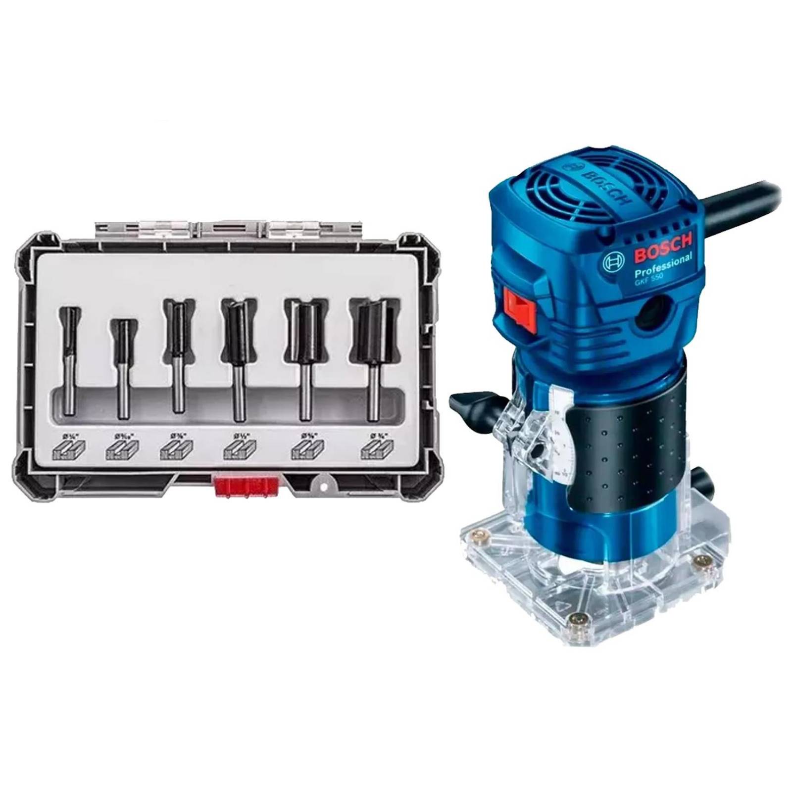 Router Bosch 550w 33000rpm+jgo. Brocas Router 