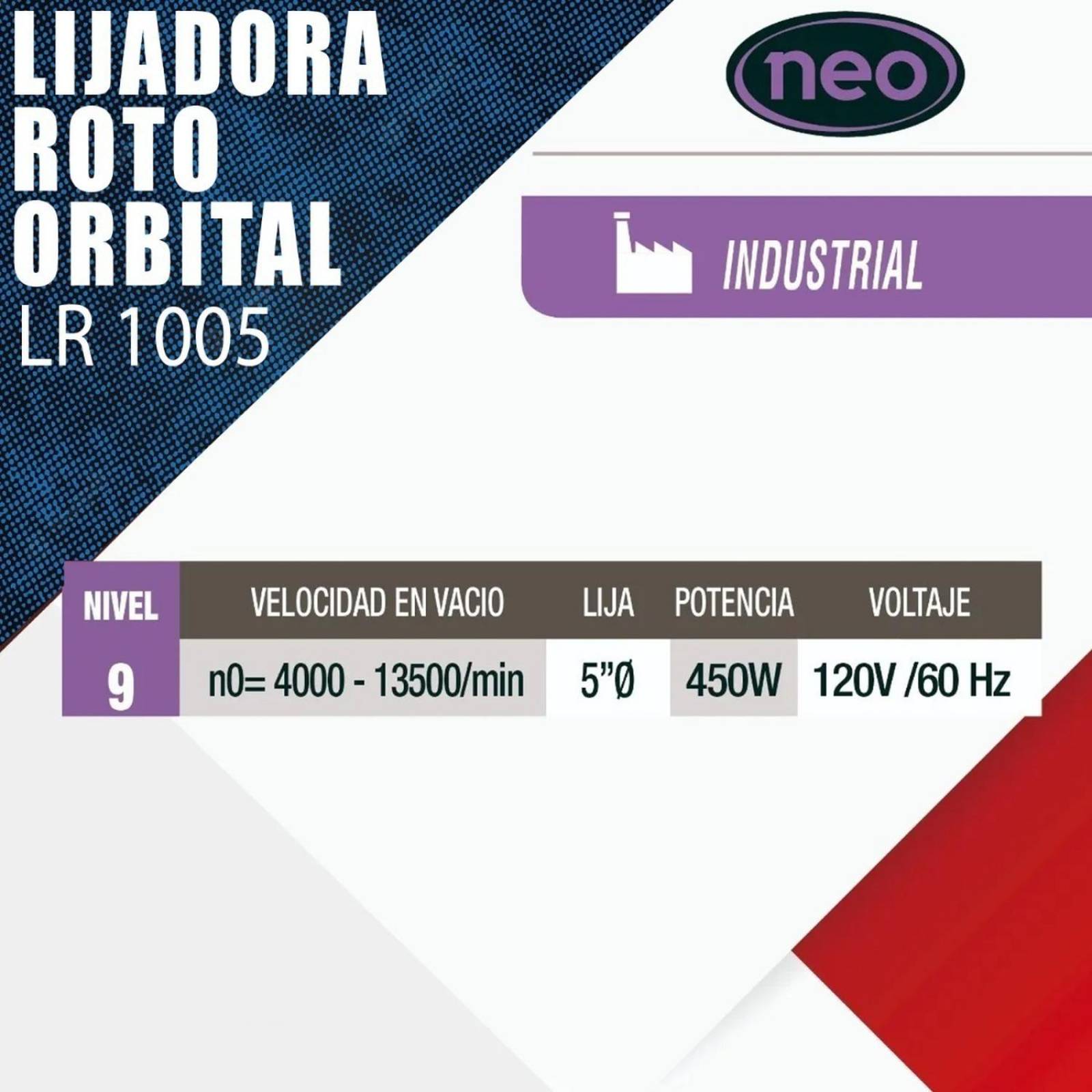 Lijadora Roto Orbital Neo Lr 1005 60hz 450w 120v 