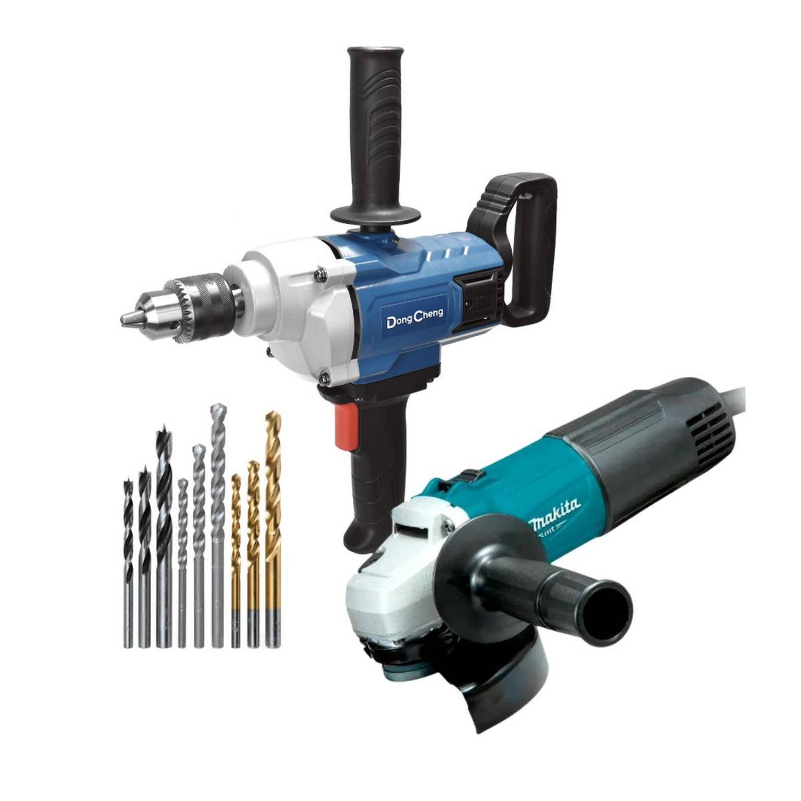 Miniesmeril Makita M0901B 540W + taladro DC 1/2´ + brocas 