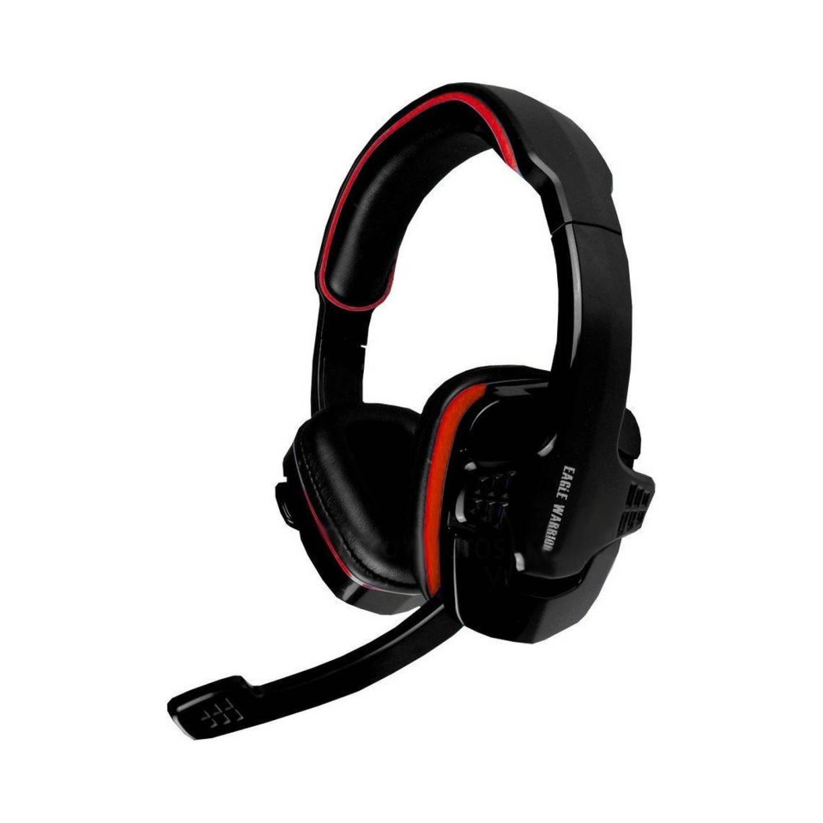 Eagle Warrior Audifonos Gamer ECHO, Alambrico, 3.5mm, Negro/Rojo