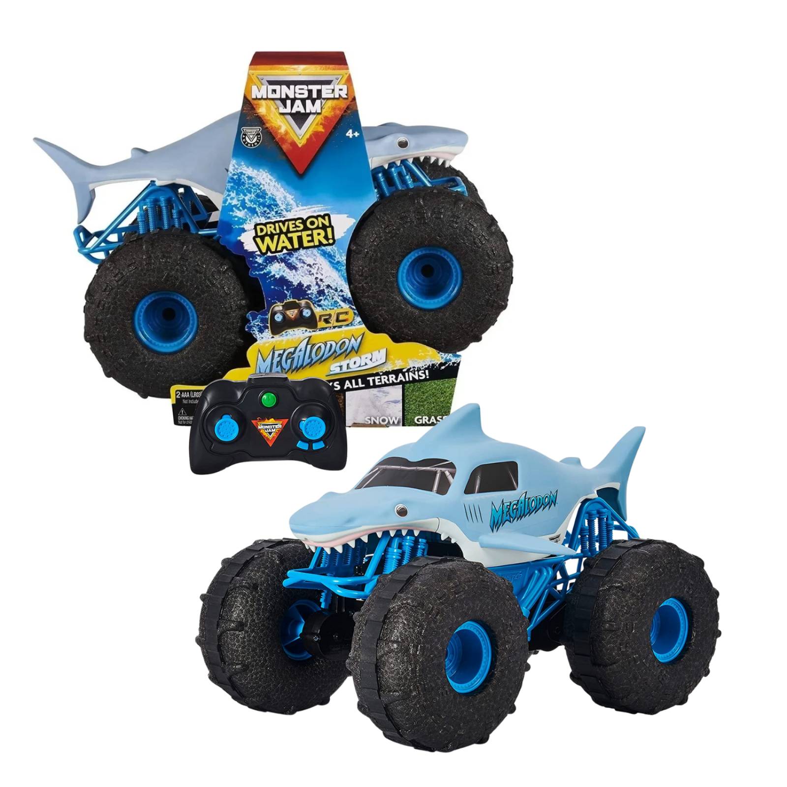 Monster Jam Megalodon Storm Rc Carga Usb Todo Terreno Y Agua 
