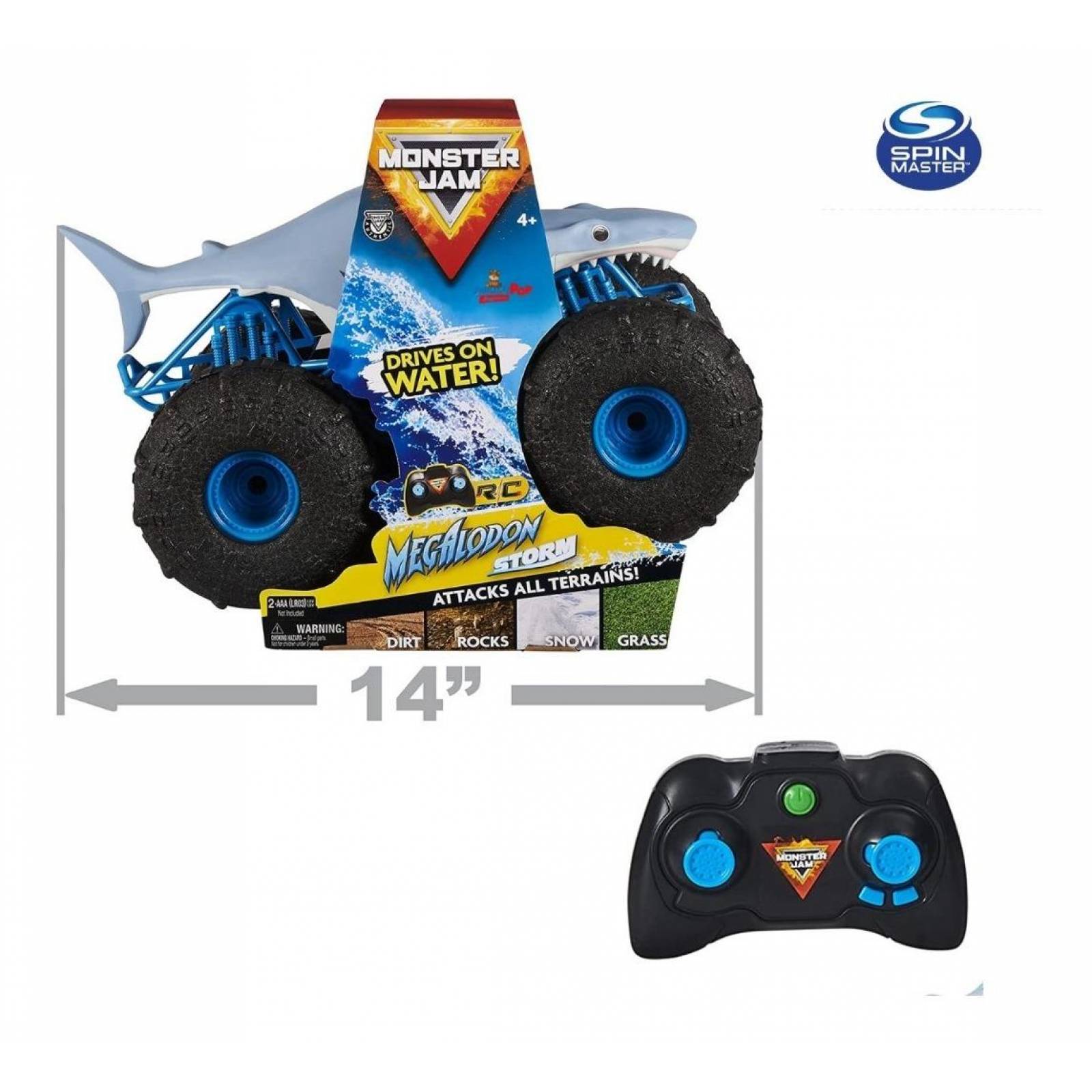 Monster Jam Megalodon Storm Rc Carga Usb Todo Terreno Y Agua 