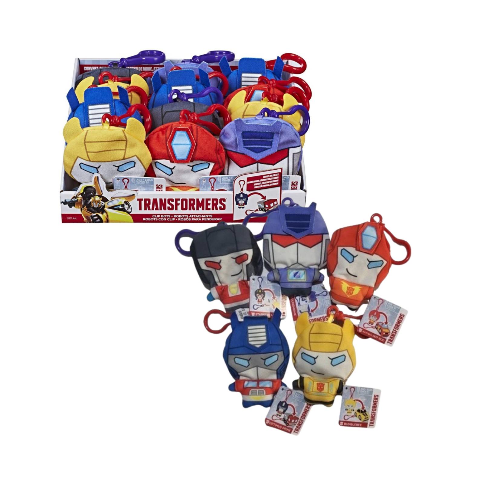 Transformers Peluche Con Clip Reversible Set 12 Piezas 