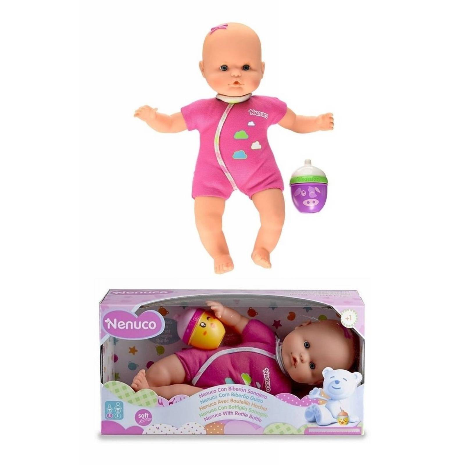 Nenuco Biberón Sonajero Ropa Rosa 