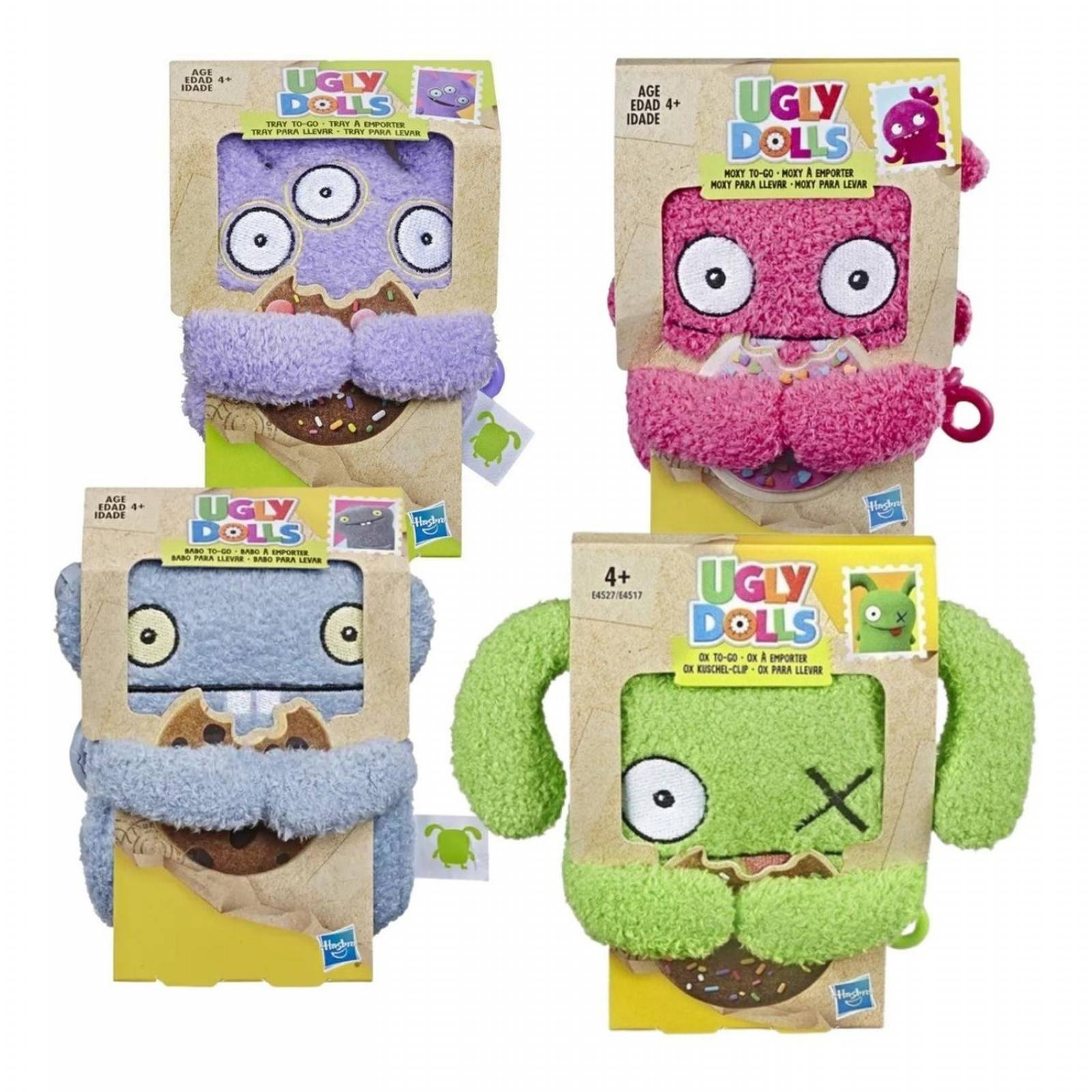Ugly Dolls Peluches Con Clip Set 4 Piezas Trax Moxy Babo Ox 