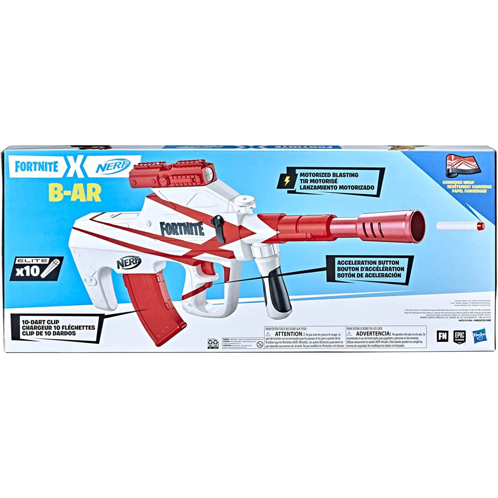 Nerf Fortnite B-AR motorizado de 10 dardos 