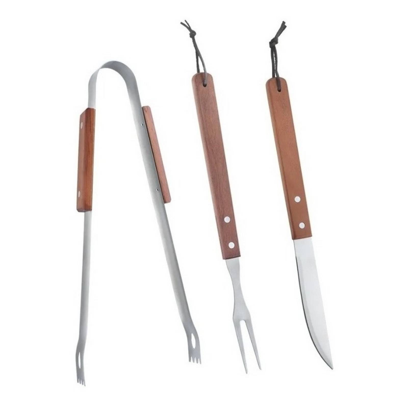 Kit Parrillero Cuchillo Trinche Y Pinzas