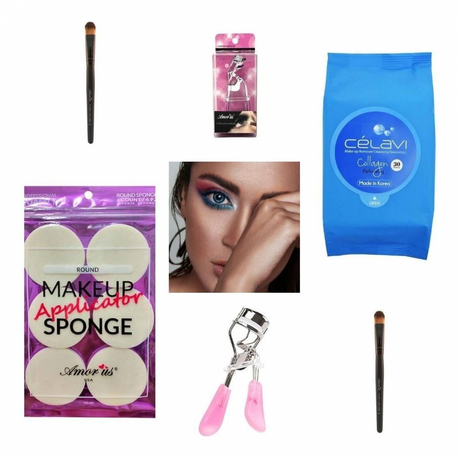 Kit Aplicador Maquillaje Amor Us Esponja, Toallas, Brochas 