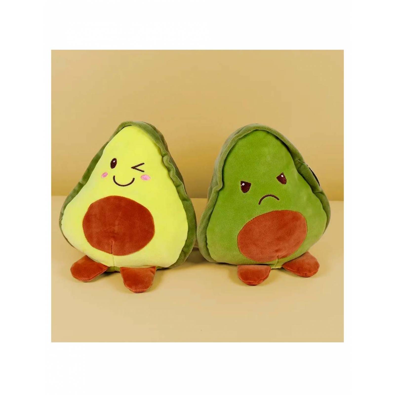 Aguacate de Peluche Kawaii Reversible Feliz/enojado 15cm