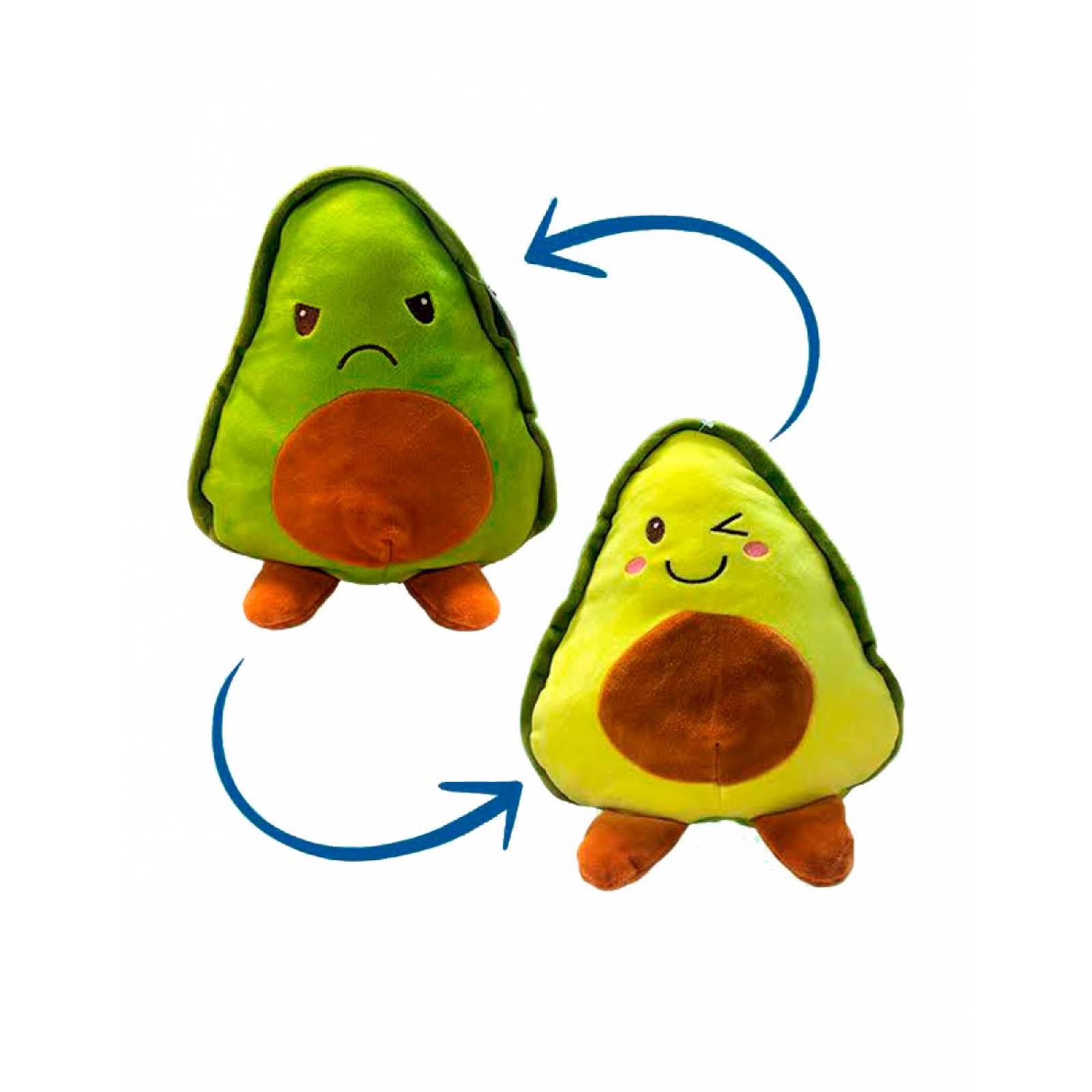 Aguacate de Peluche Kawaii Reversible Feliz/enojado 15cm