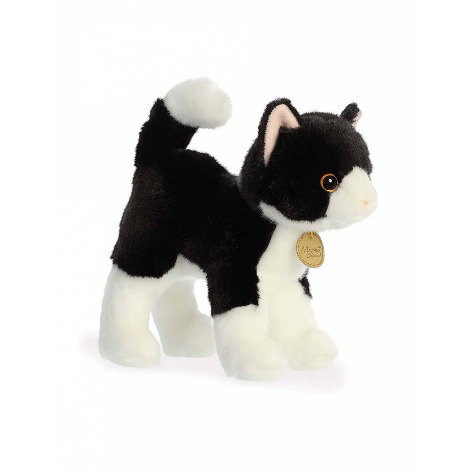 Peluche de Gato Tuxedo Negro Blanco 25cm Aurora Miyoni