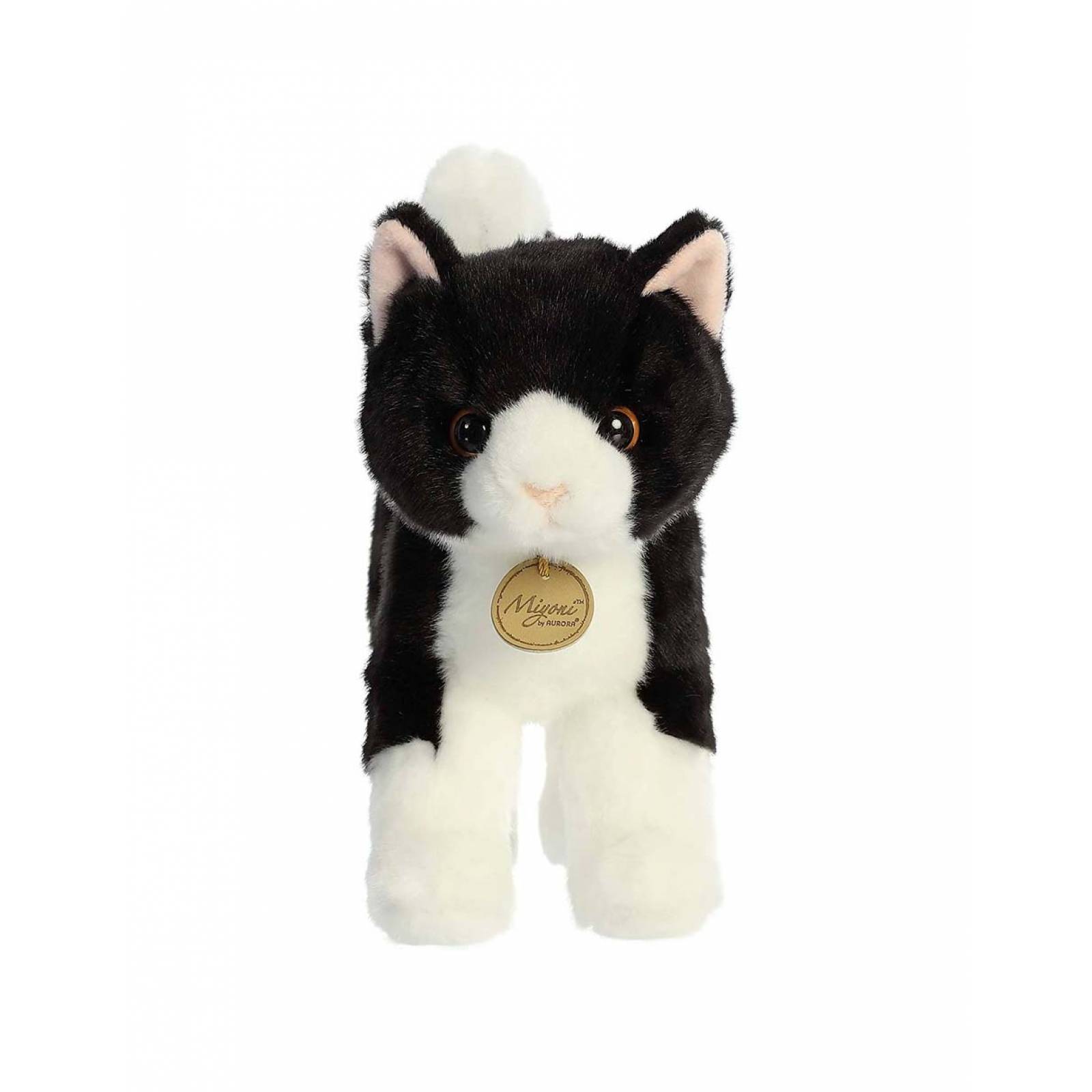 Peluche de Gato Tuxedo Negro Blanco 25cm Aurora Miyoni