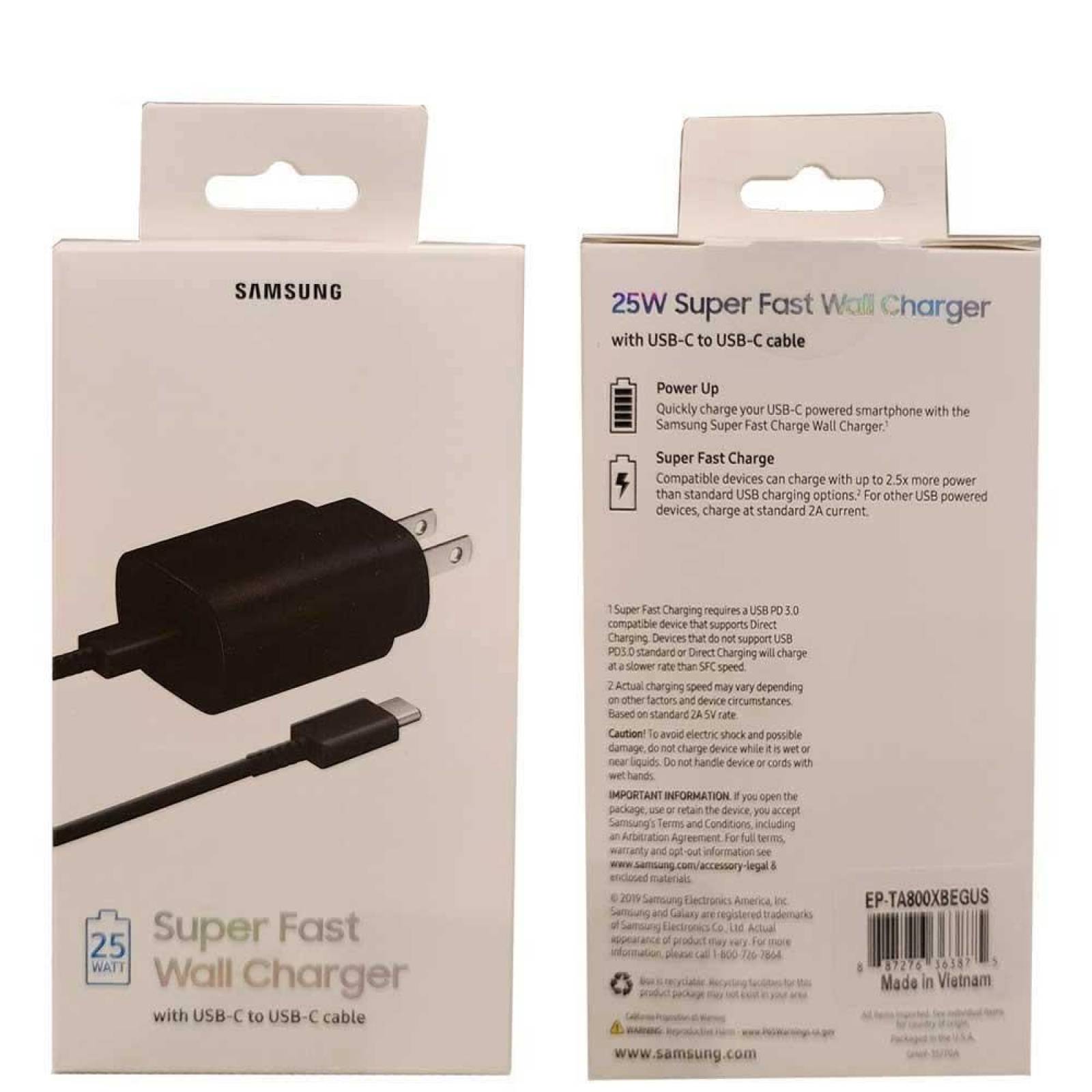 Cargador AC SAMSUNG USB C 25W AFC Universal PD 3.0 