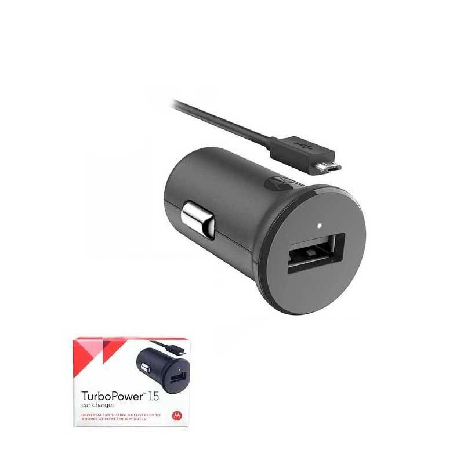 Cargador Auto Plug in MOTOROLA Turbo Micro USB 15W universal 