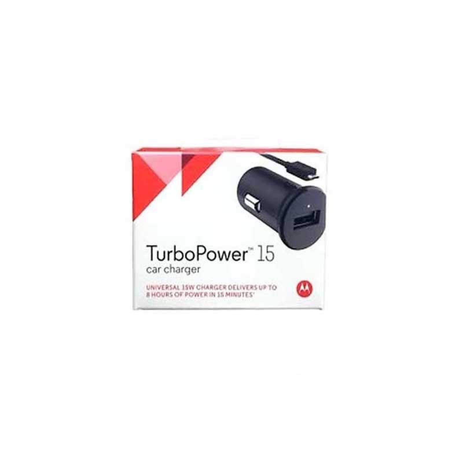 Cargador Auto Plug in MOTOROLA Turbo Micro USB 15W universal 