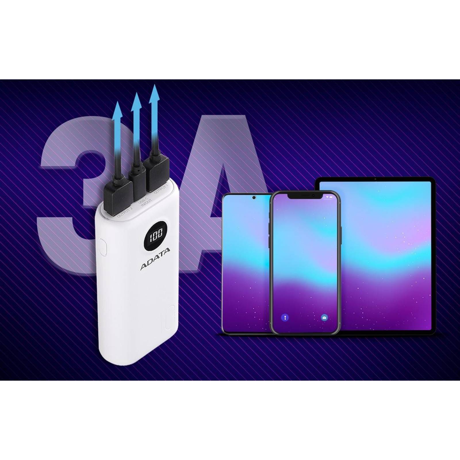 Bateria Recargable ADATA Powerbank 10000mAH NEGRO Universal 