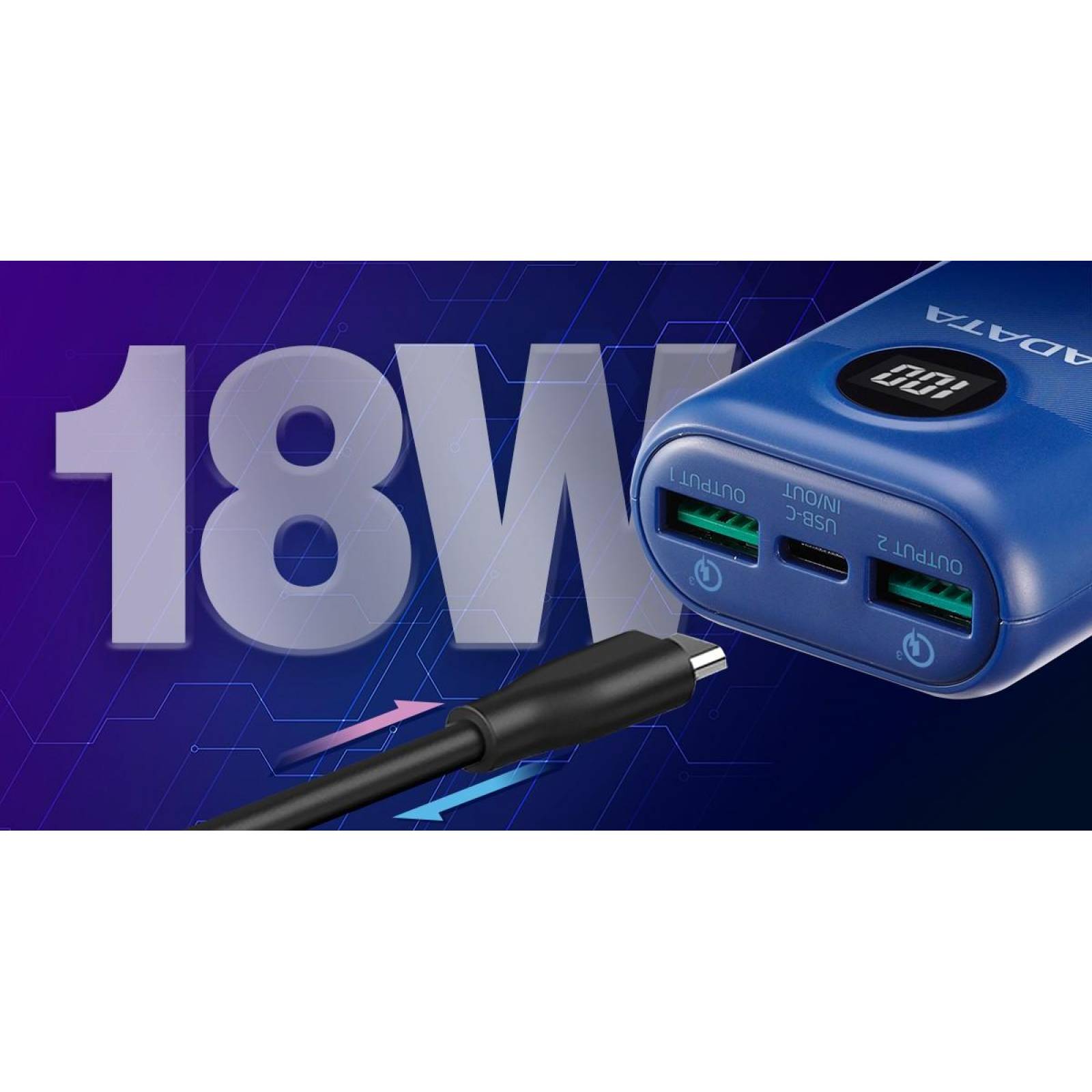 Bateria Recargable ADATA Powerbank 10000mAH AZUL Universal 