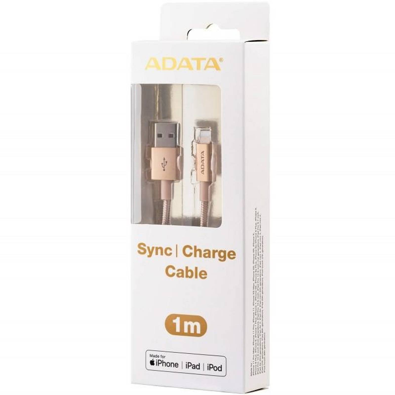 Cable Datos Lightning ADATA certificado Dorado para iPhone iPod iPad 