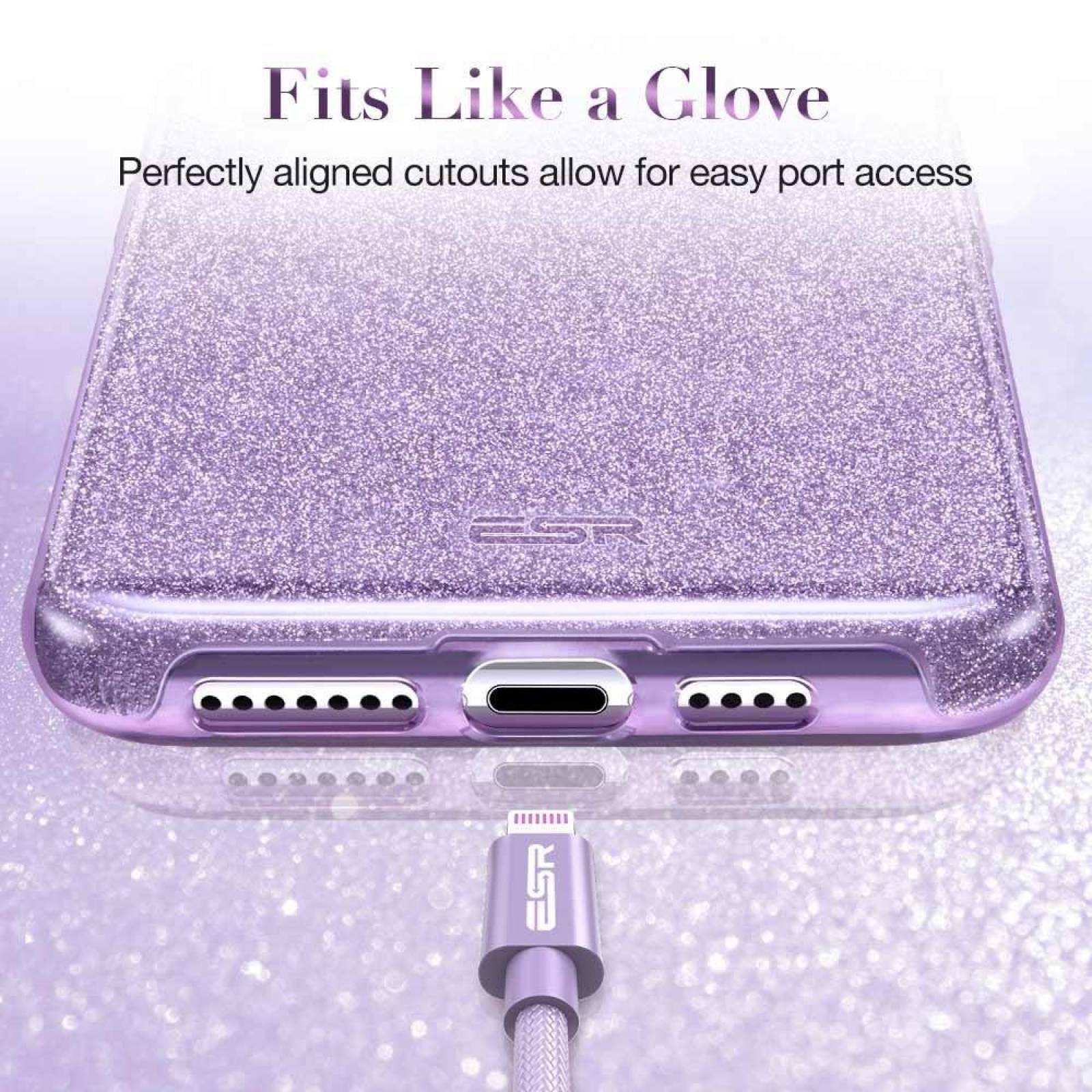 Funda ESR Glitter para iPhone 11 PRO MAX Lila Brillos 