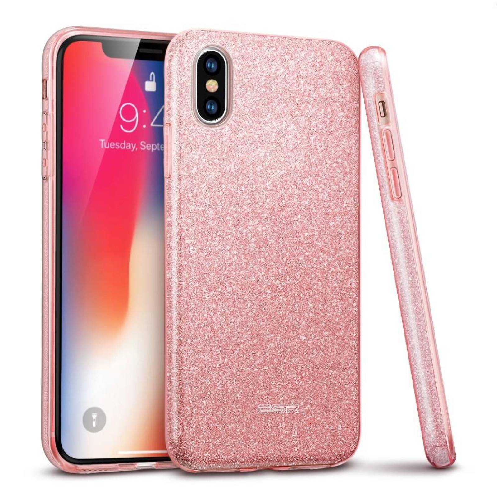 Funda ESR Glitter para iPhone Xs Rosa Brillos