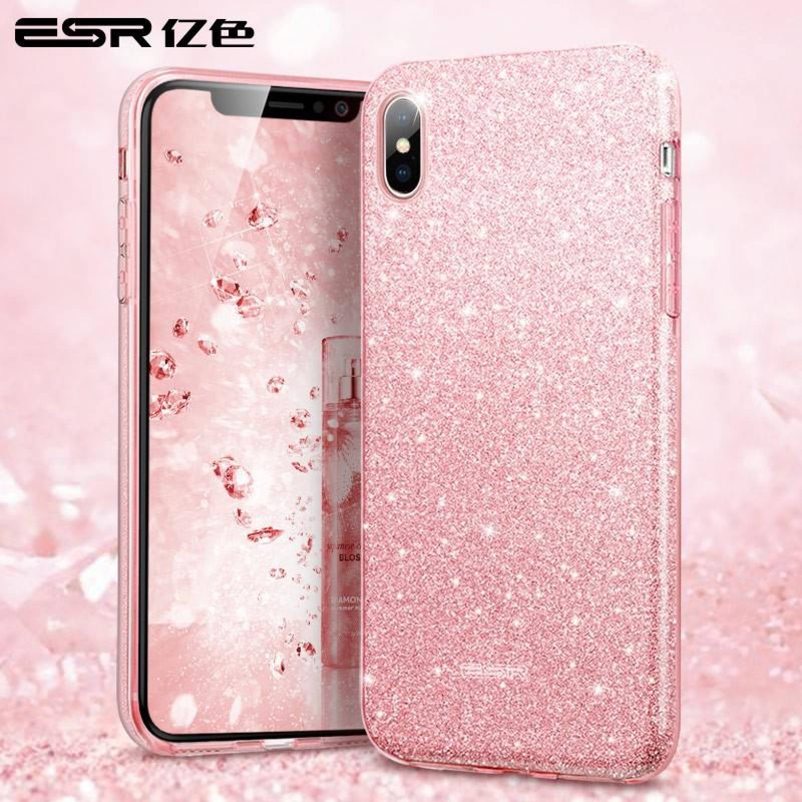 Funda ESR Glitter para iPhone Xs Rosa Brillos