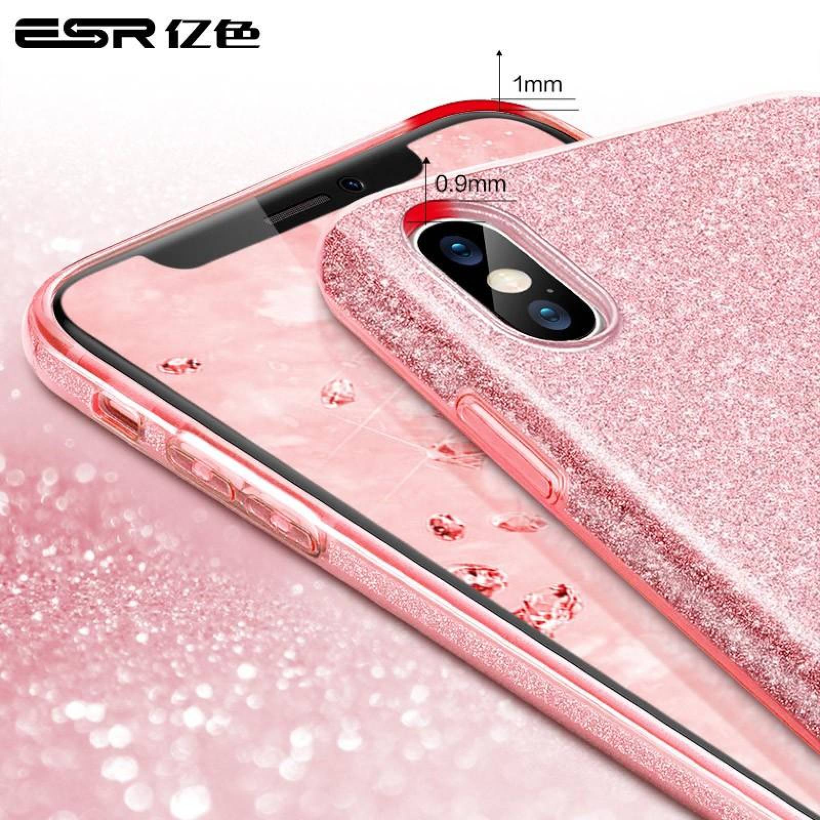 Funda ESR Glitter para iPhone Xs Rosa Brillos