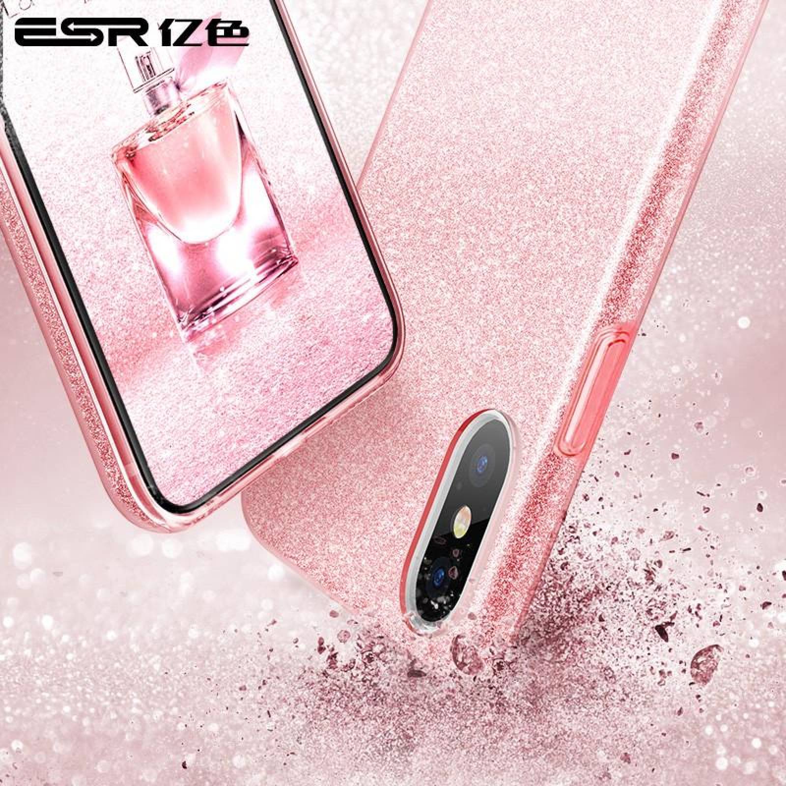 Funda ESR Glitter para iPhone Xs Rosa Brillos