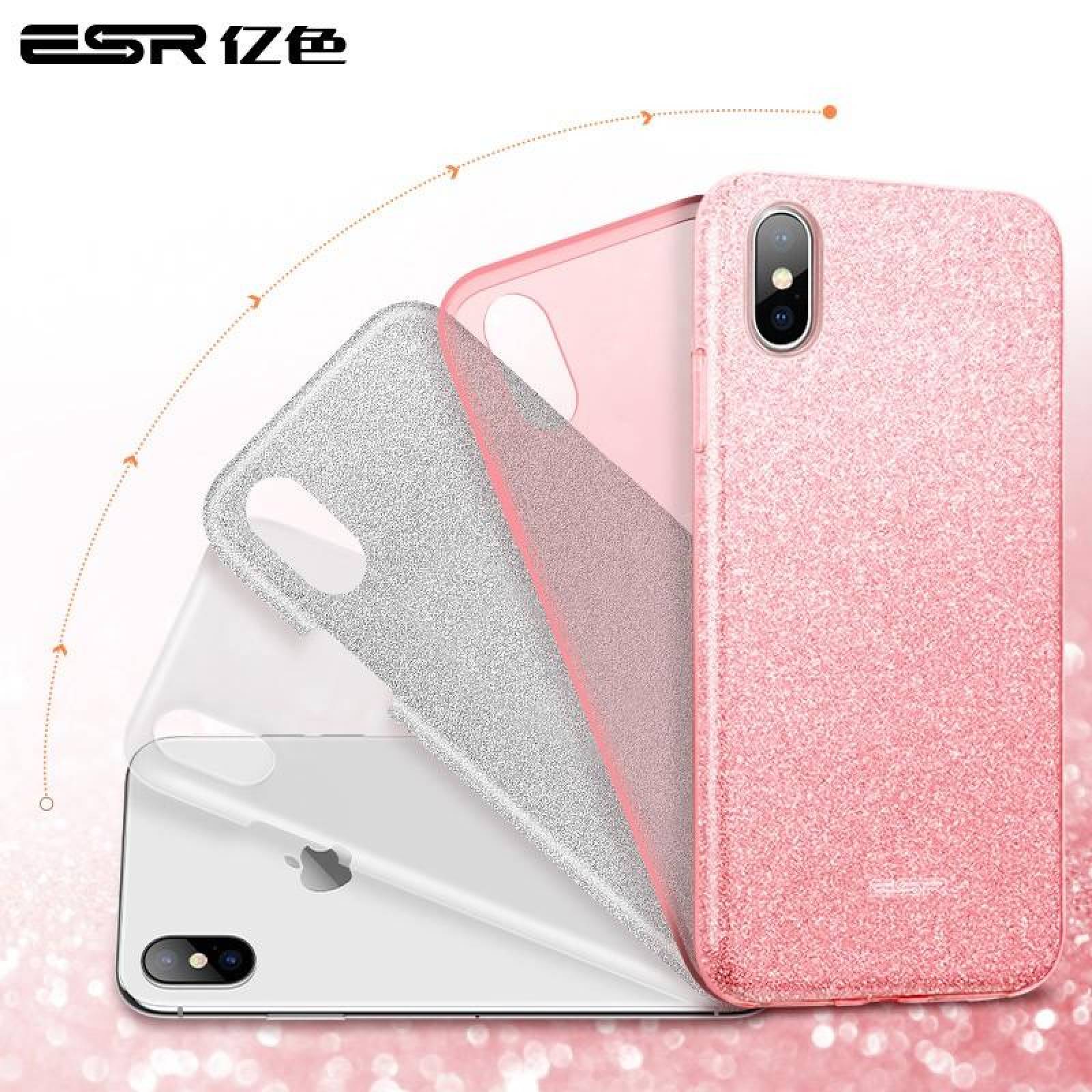 Funda ESR Glitter para iPhone Xs Rosa Brillos