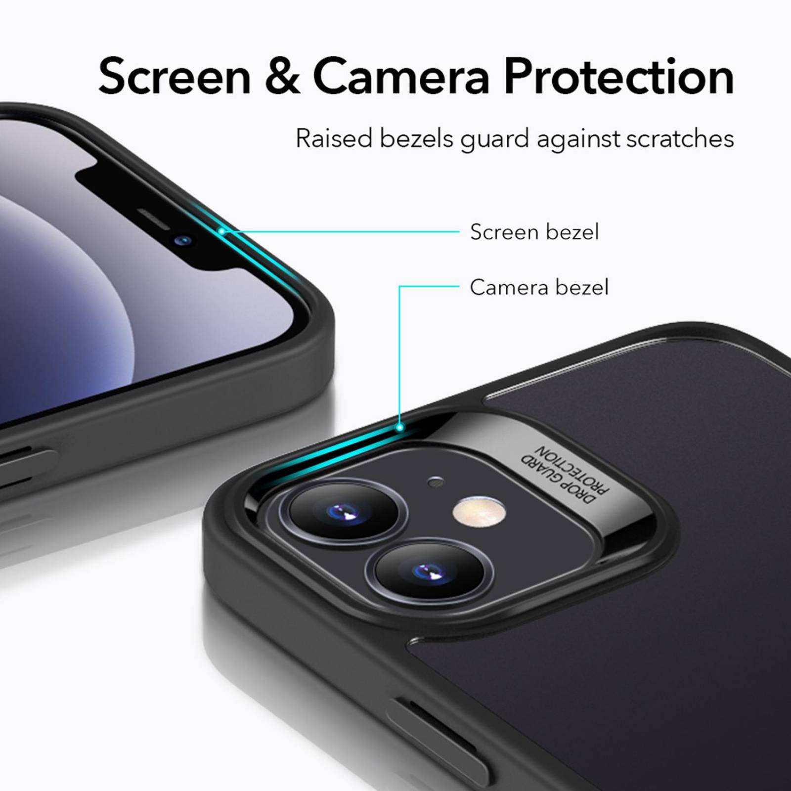 Funda ESR Hybrid case para iPhone 12 MINI - Transparente borde Negro 