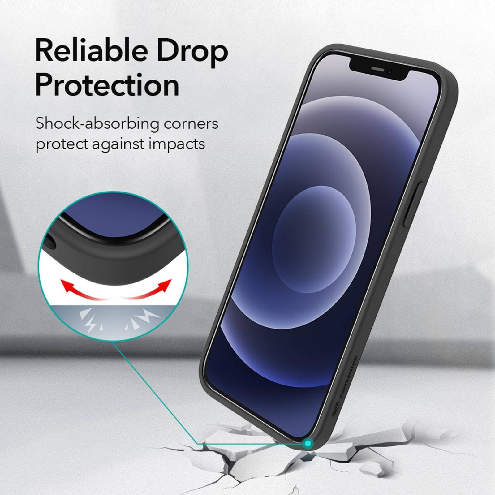 Funda ESR Hybrid case para iPhone 12 MINI - Transparente borde Negro 