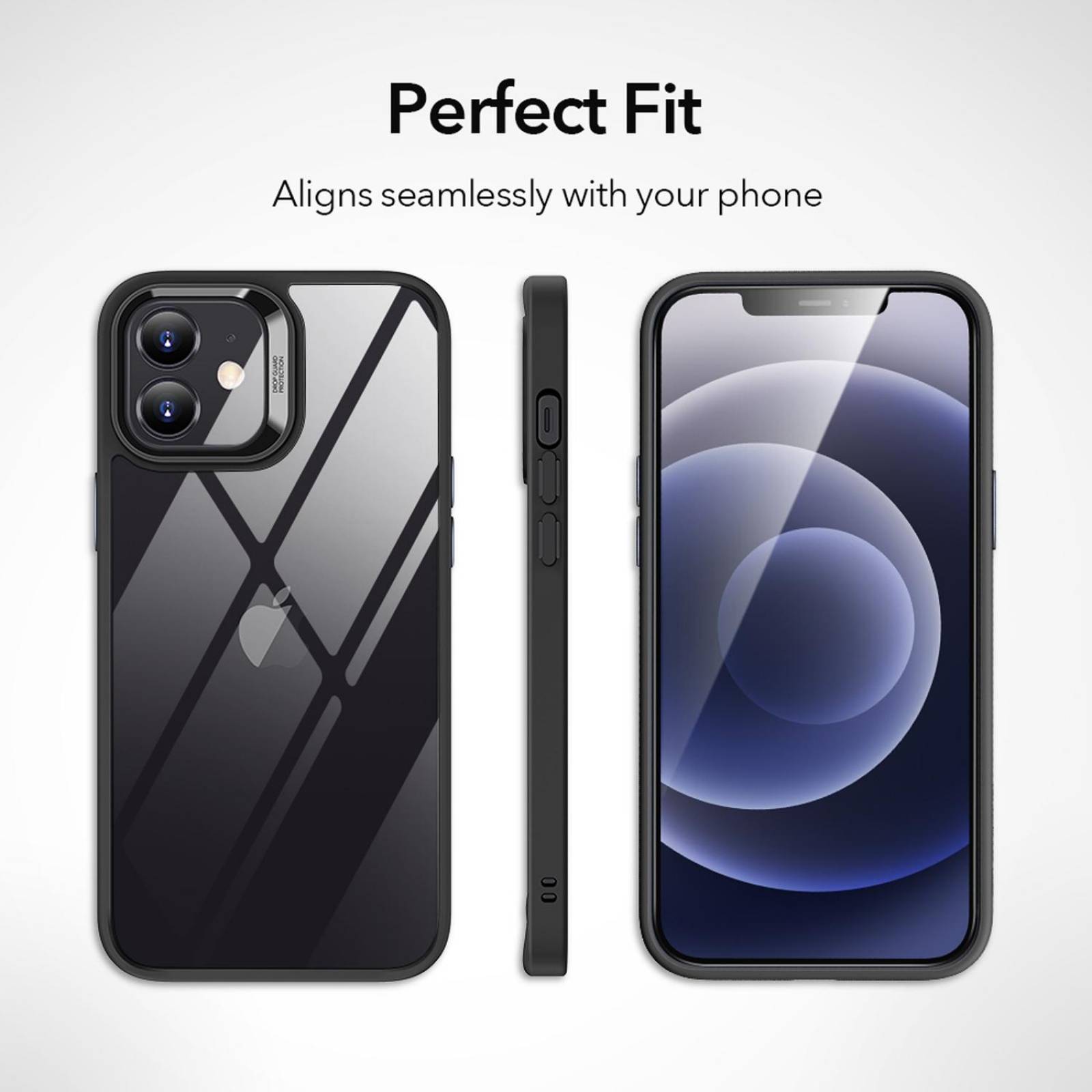 Funda ESR Hybrid case para iPhone 12 MINI - Transparente borde Negro 