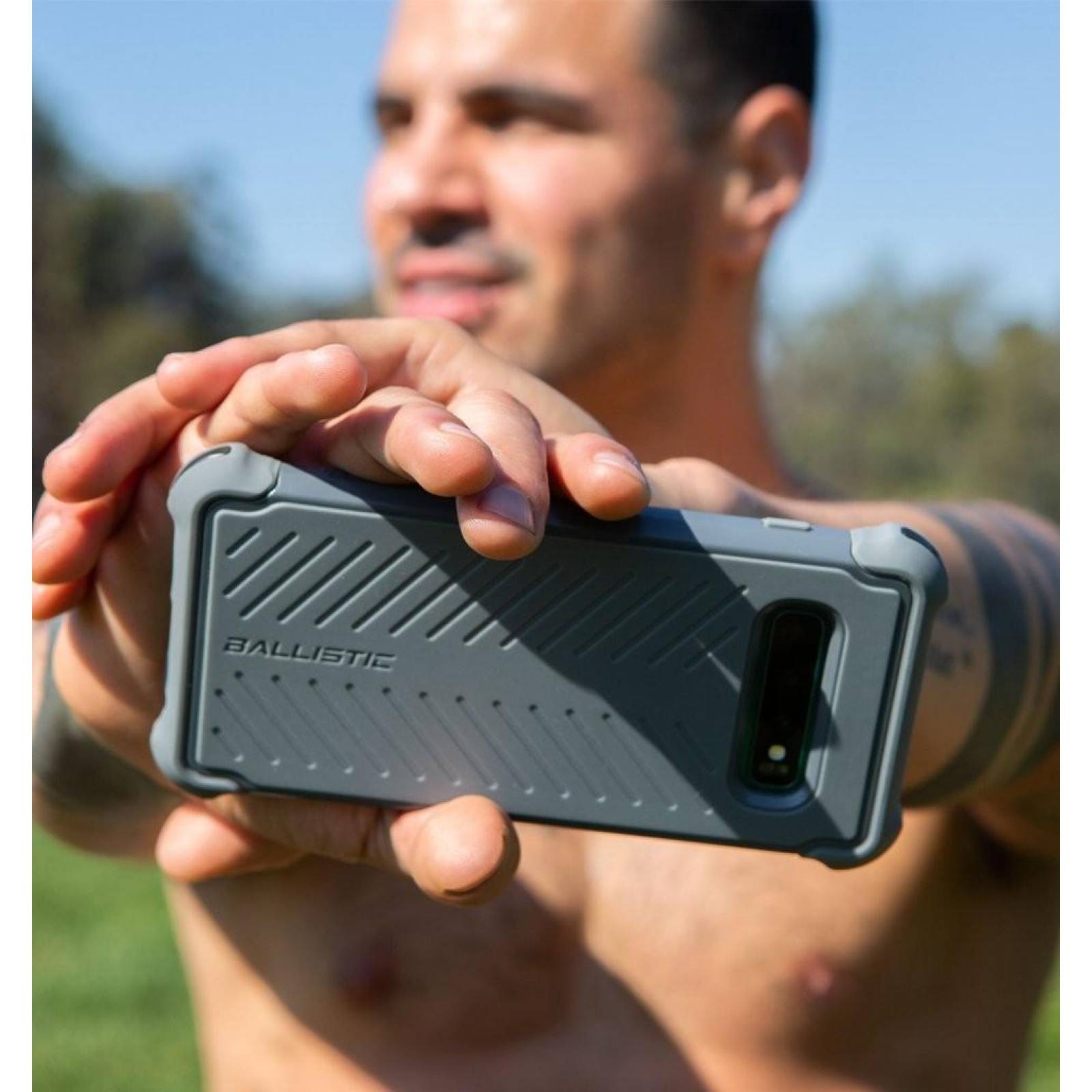 . Funda BALLISTIC TJ Maxx para Samsung S10 - Gris protector uso rudo con clip y mica 