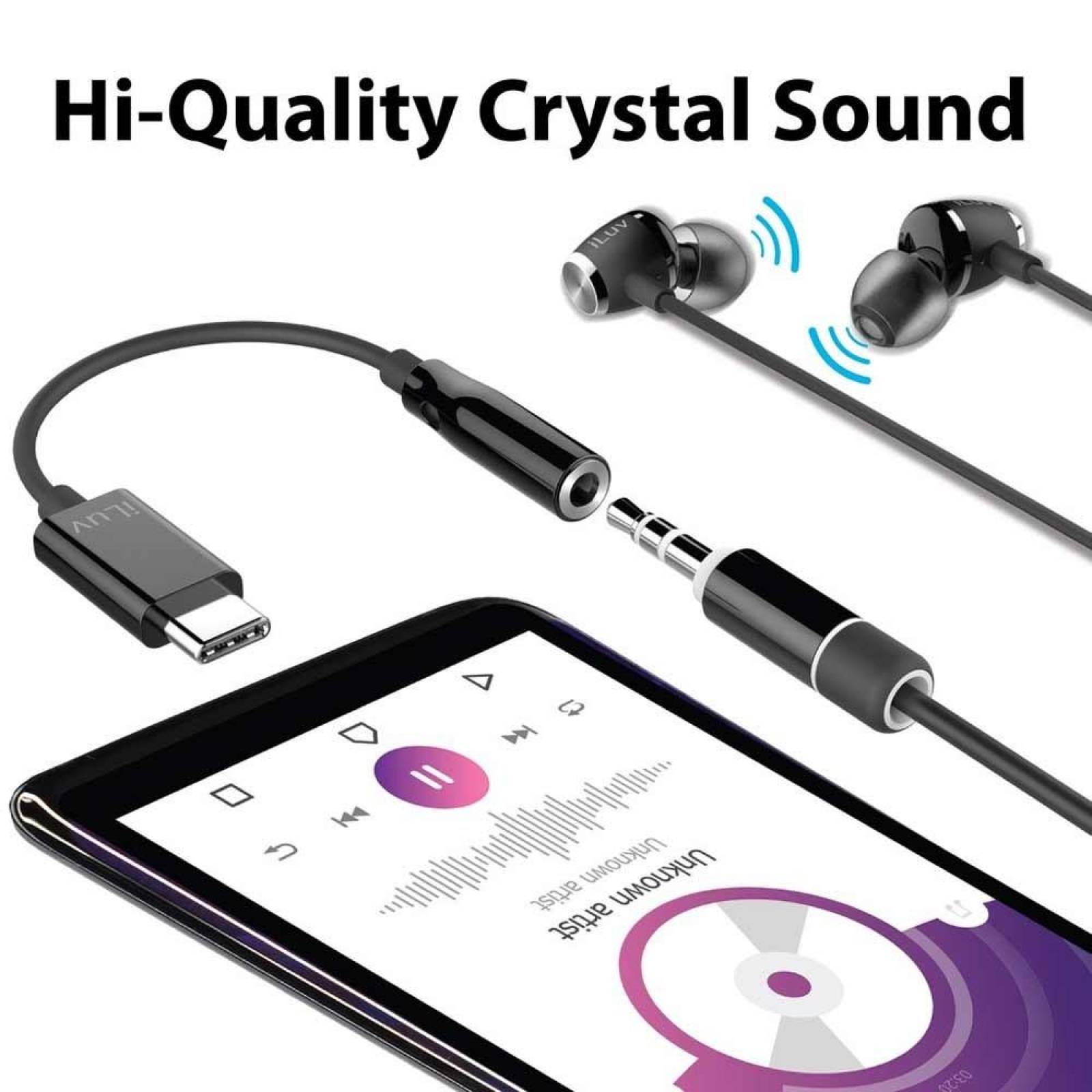 Cable Audio adaptador de USB C a Audio Jack 3.5mm - Negro